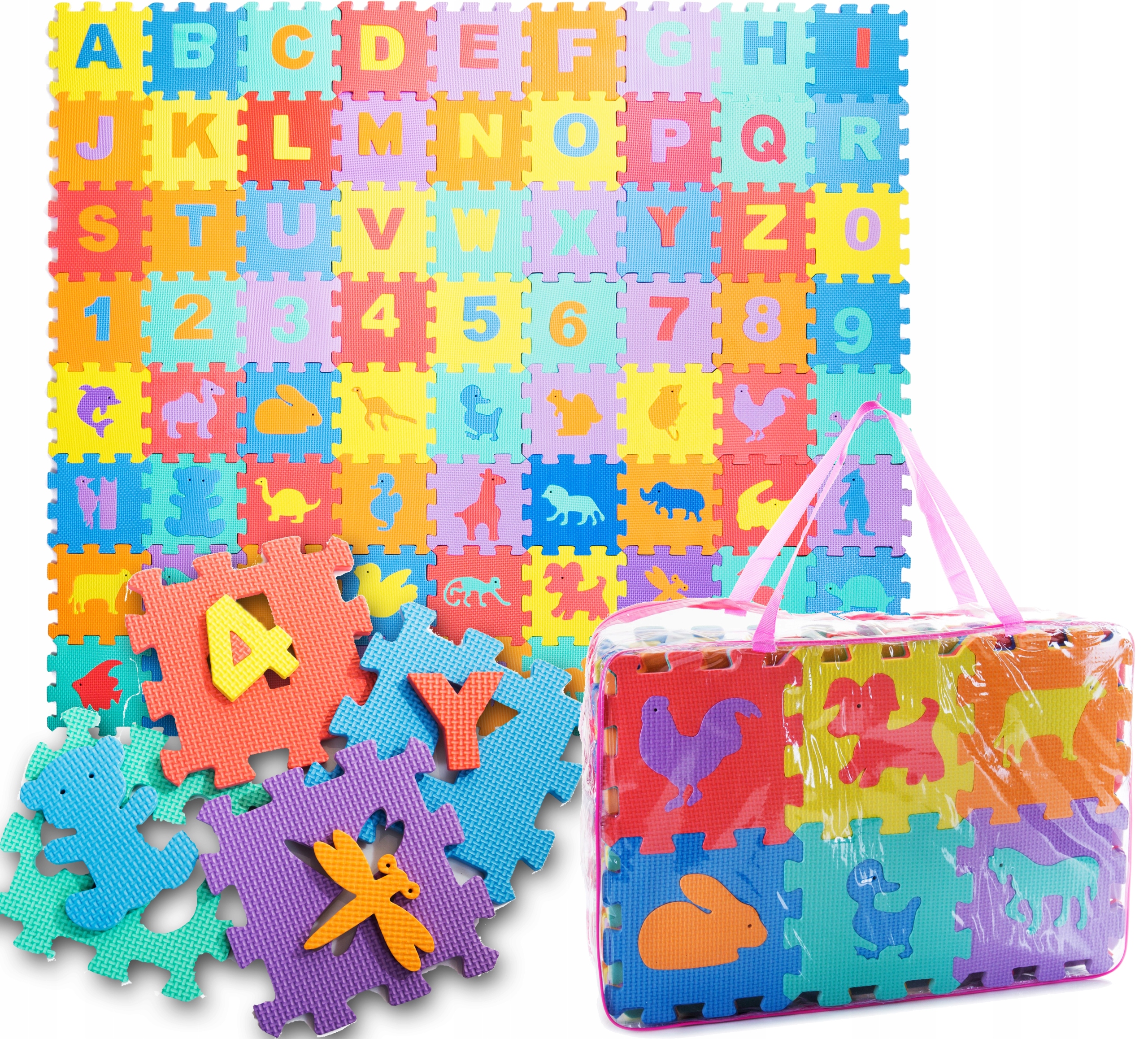 

Duże Puzzle Piankowe Mata 72 El 3D Cyferki Alfabet