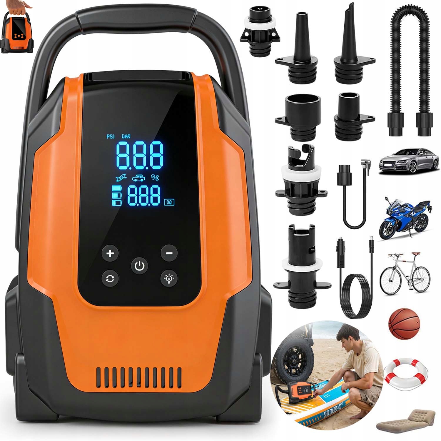 Elektrická Pumpa Pro Paddleboardy 50 Psi Air Pump 12V DC Výkonná S Led 3 Režimy