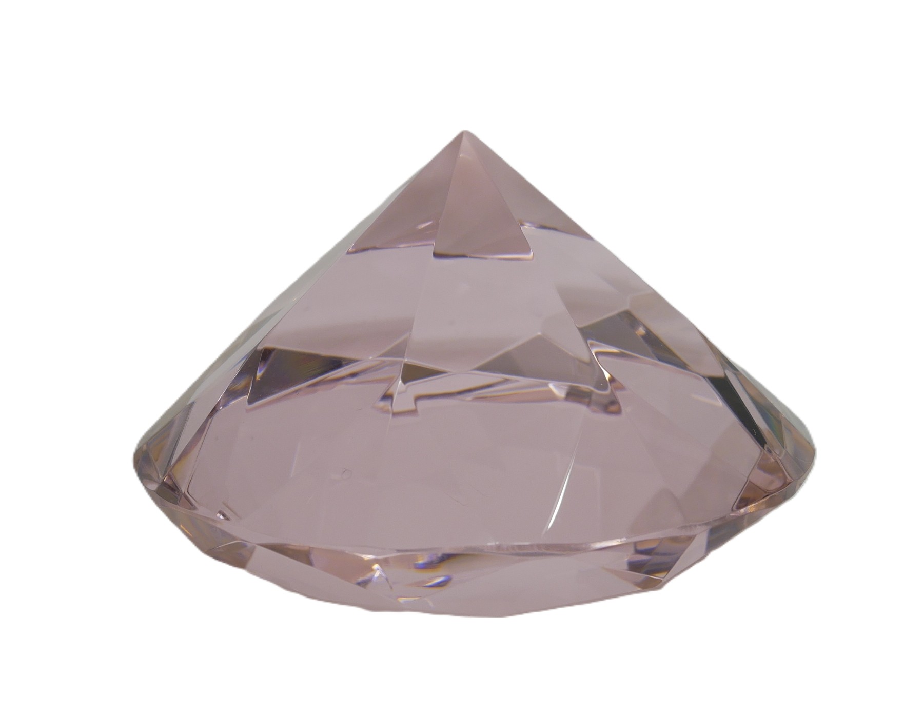 ANTYK - KRYSZTAŁOWY PRZYCISK DO PAPIERU - RÓŻOWY OSTROSŁUP