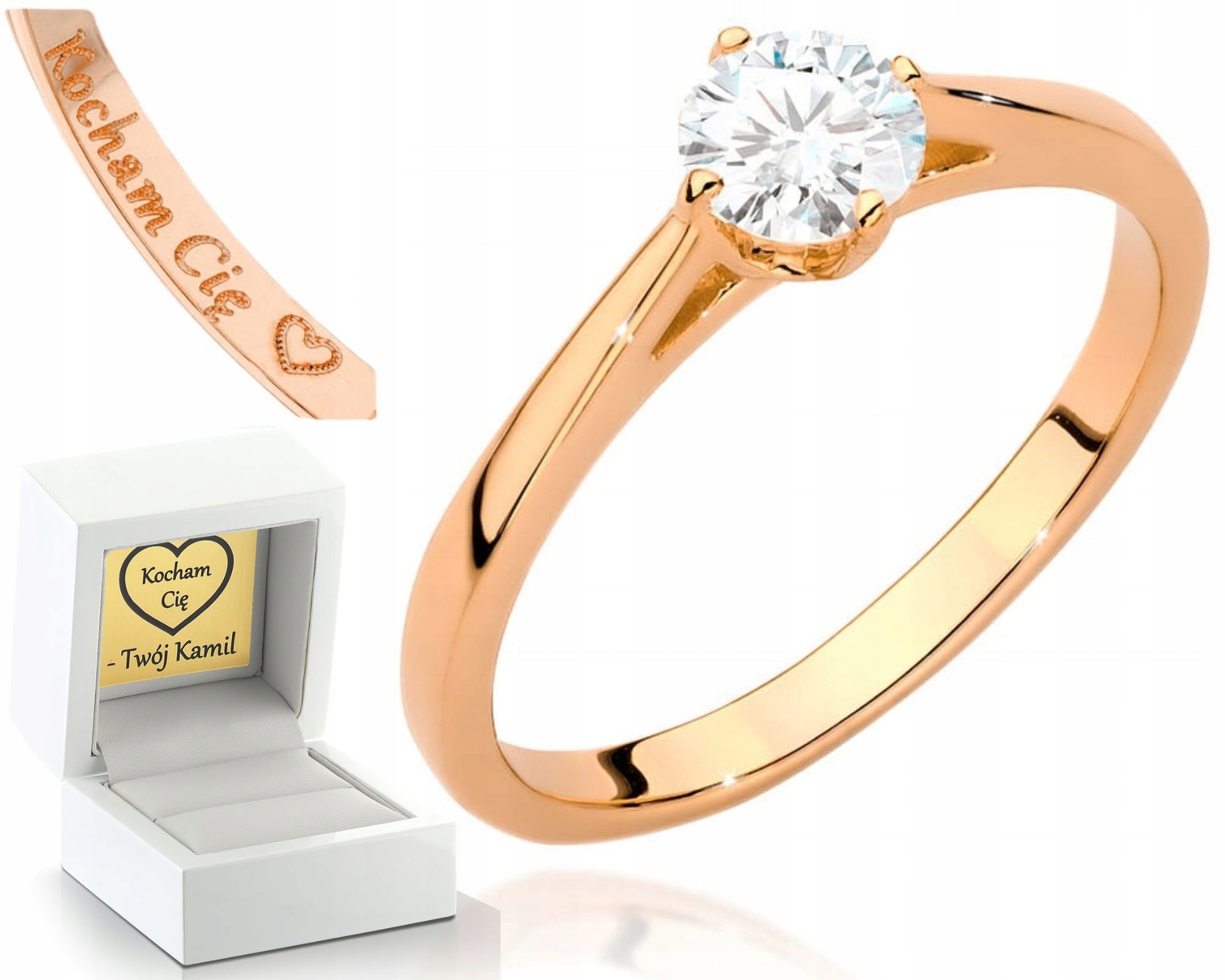Růžové Zlato Prstýnek S Briliantem 585 Gravírování Bonus