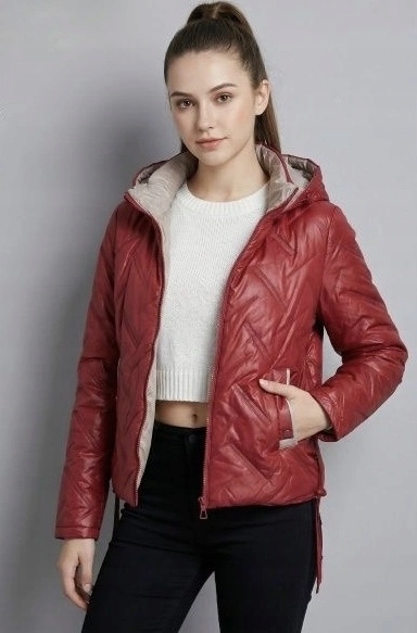 Krátká Bunda Kapuce B8595/B8593 C.czerw XL (42)