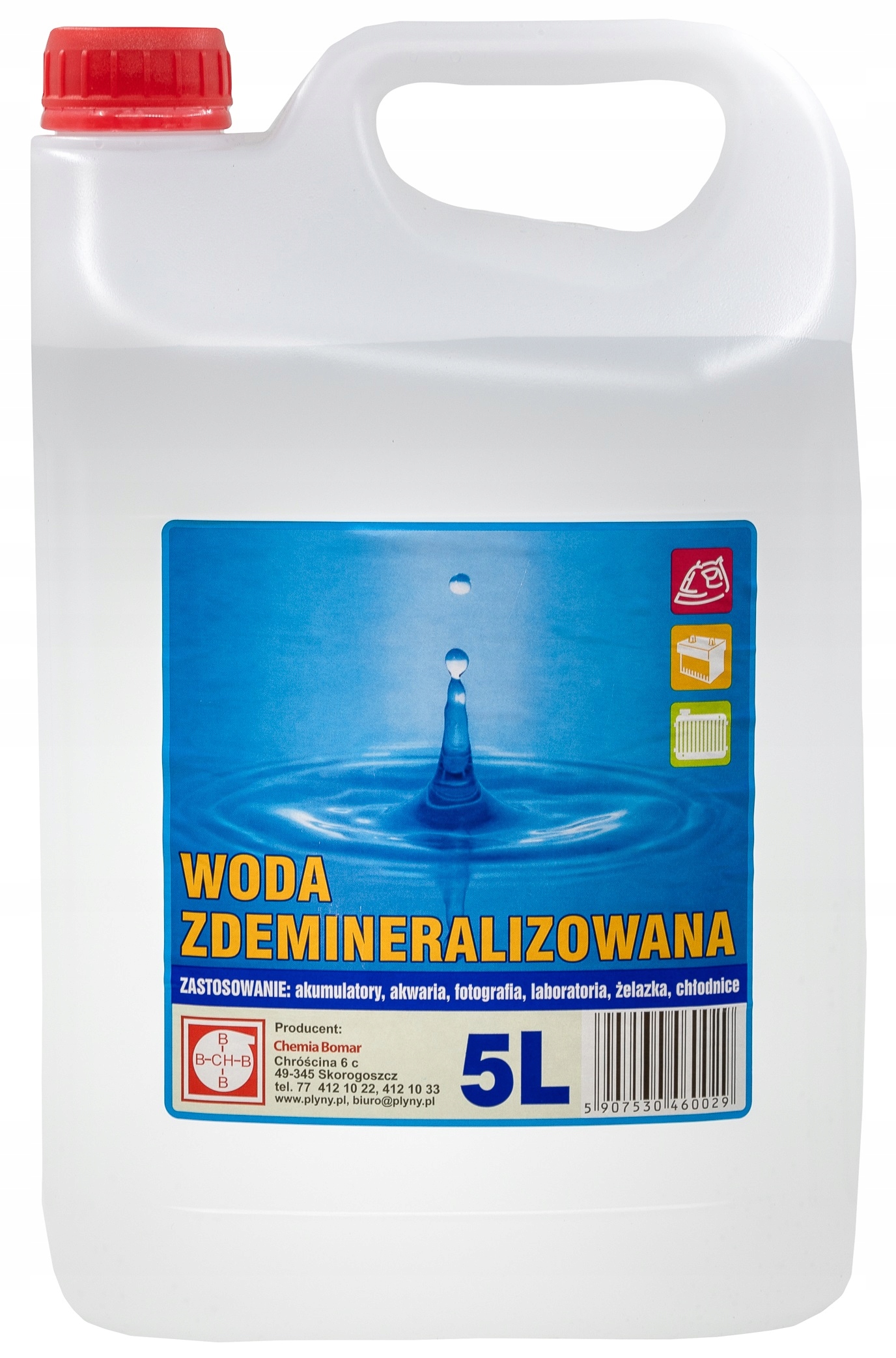 WODA DEMINERALIZOWANA DESTYLOWANA 20L (4x5L) ULTRA CZYSTA Numer katalogowy producenta Bomar 1007370