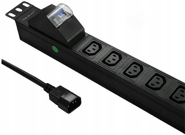 Qoltec Listwa zasilająca Pdu 1U do Rack 19'' 8xIEC C13 10A 2m 53999