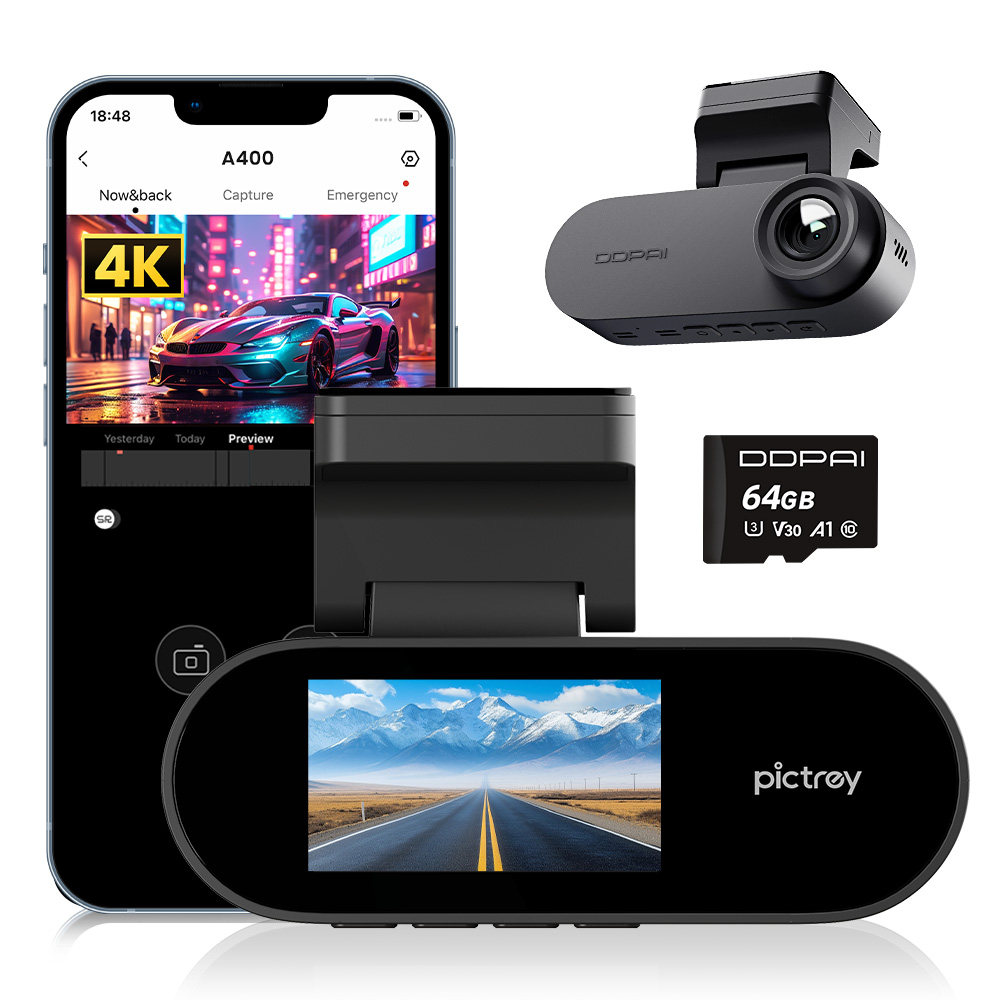 Automobilová Kamera Ddpai Pictrey A400 Videorekordér 4K Wifi BT5.0 64GB