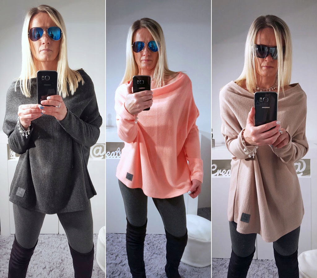 

Sweterek Oversize Tunika Sweter Wool Odkryte Ramię
