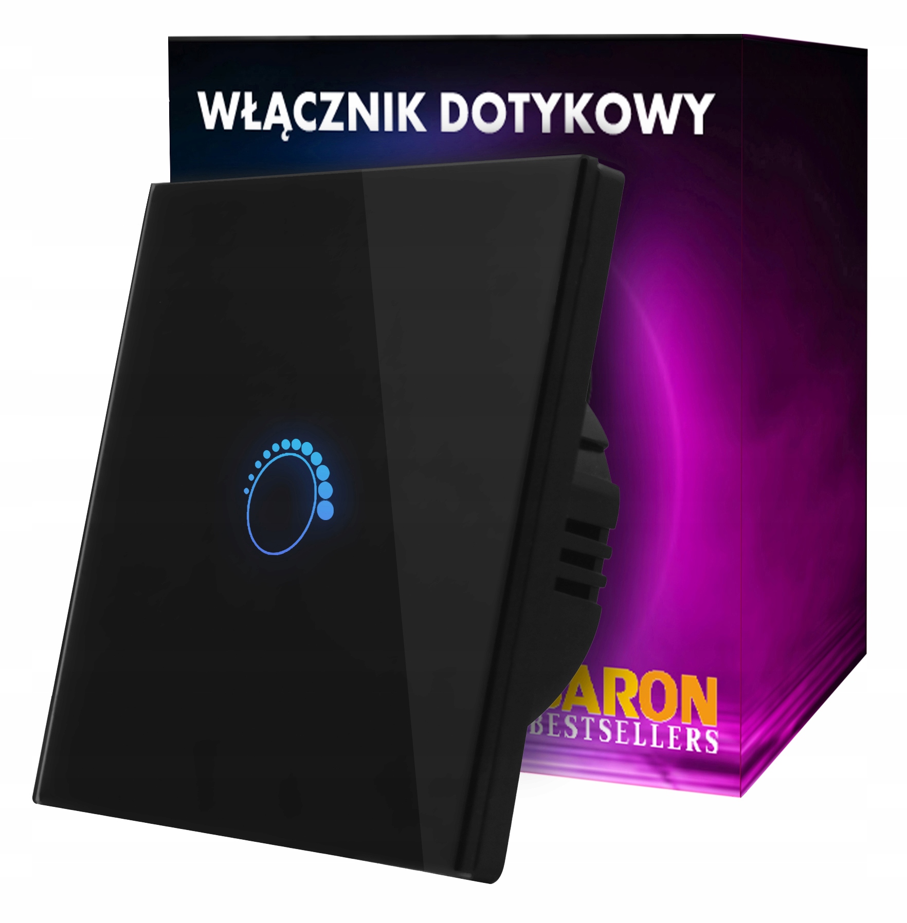 WŁĄCZNIK Dotykowy światła ŚCIEMNIACZ pojedynczy szklany czarny fi60 BarON