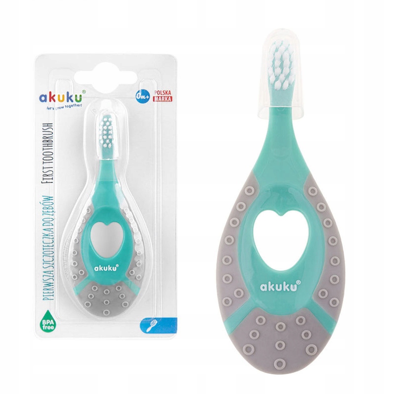 Szczoteczka do zębów dla dzieci Akuku do nauki mycia miękka zielona 0-2l