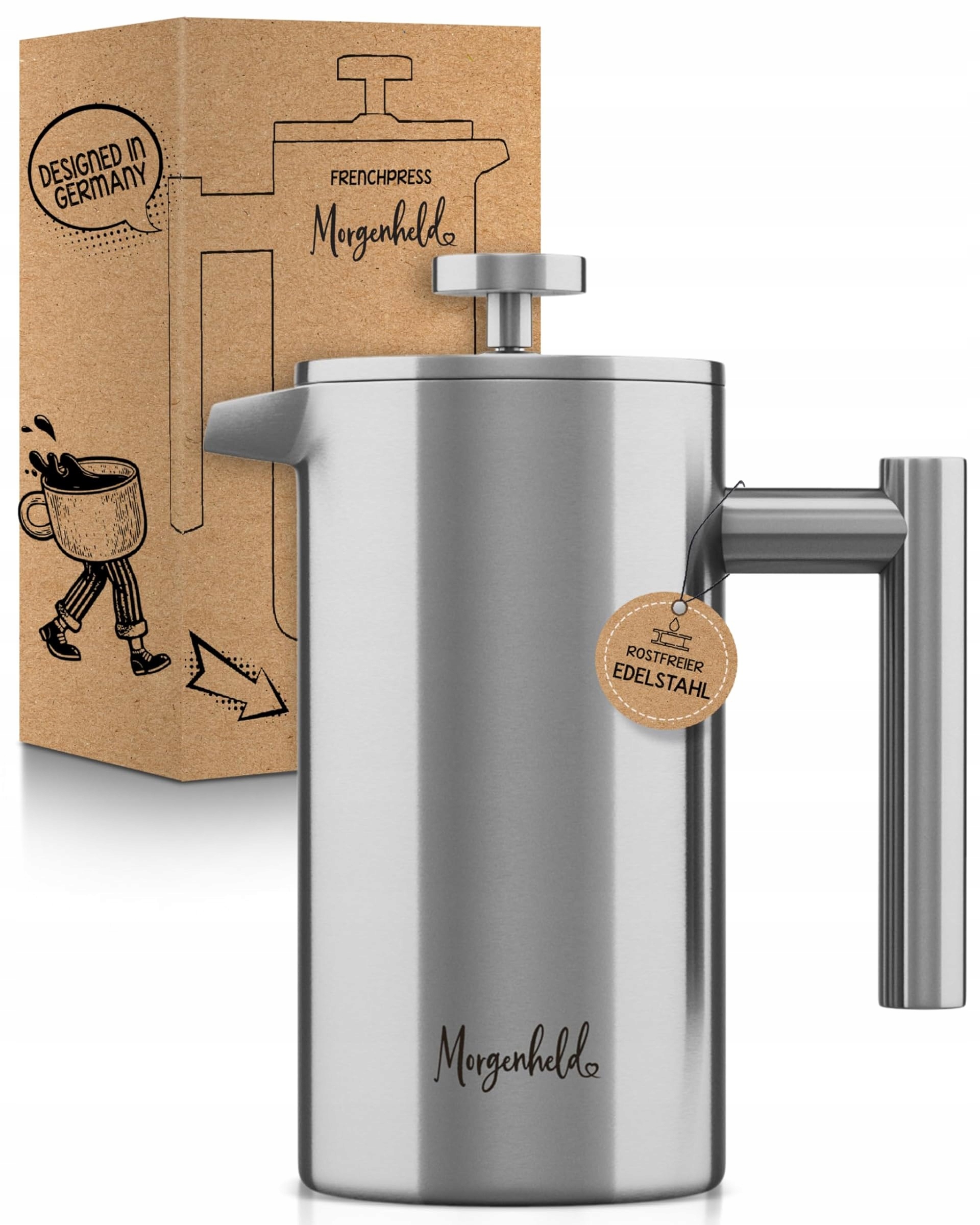 Morgenheld French Press 1 L Stříbrný Nerezová Ocel