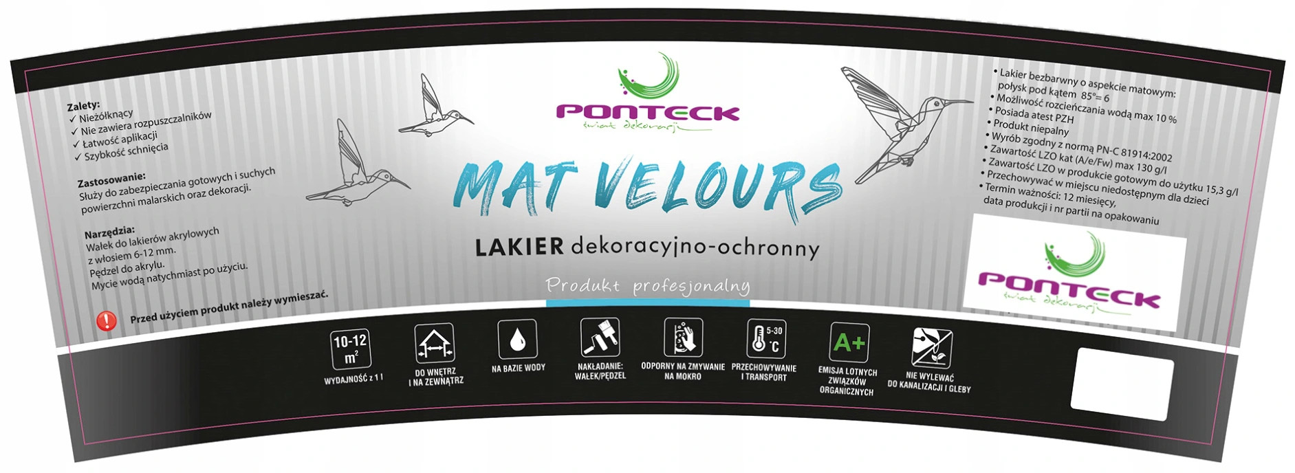 LAKIER zabezpieczający ochronny do ŚCIAN MAT 2,5L. Marka Ponteck