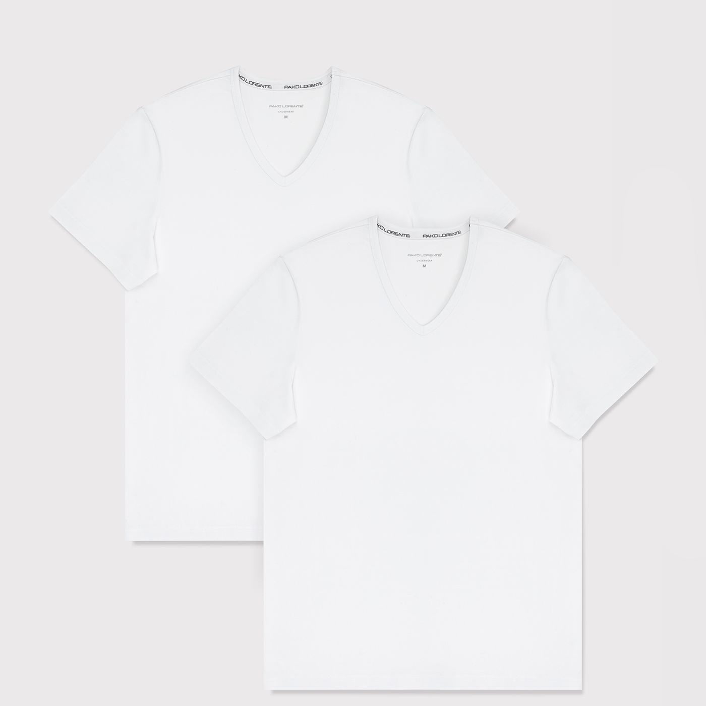 Dwupak białych t-shirtów v-neck męskich Pako Lorente roz. L