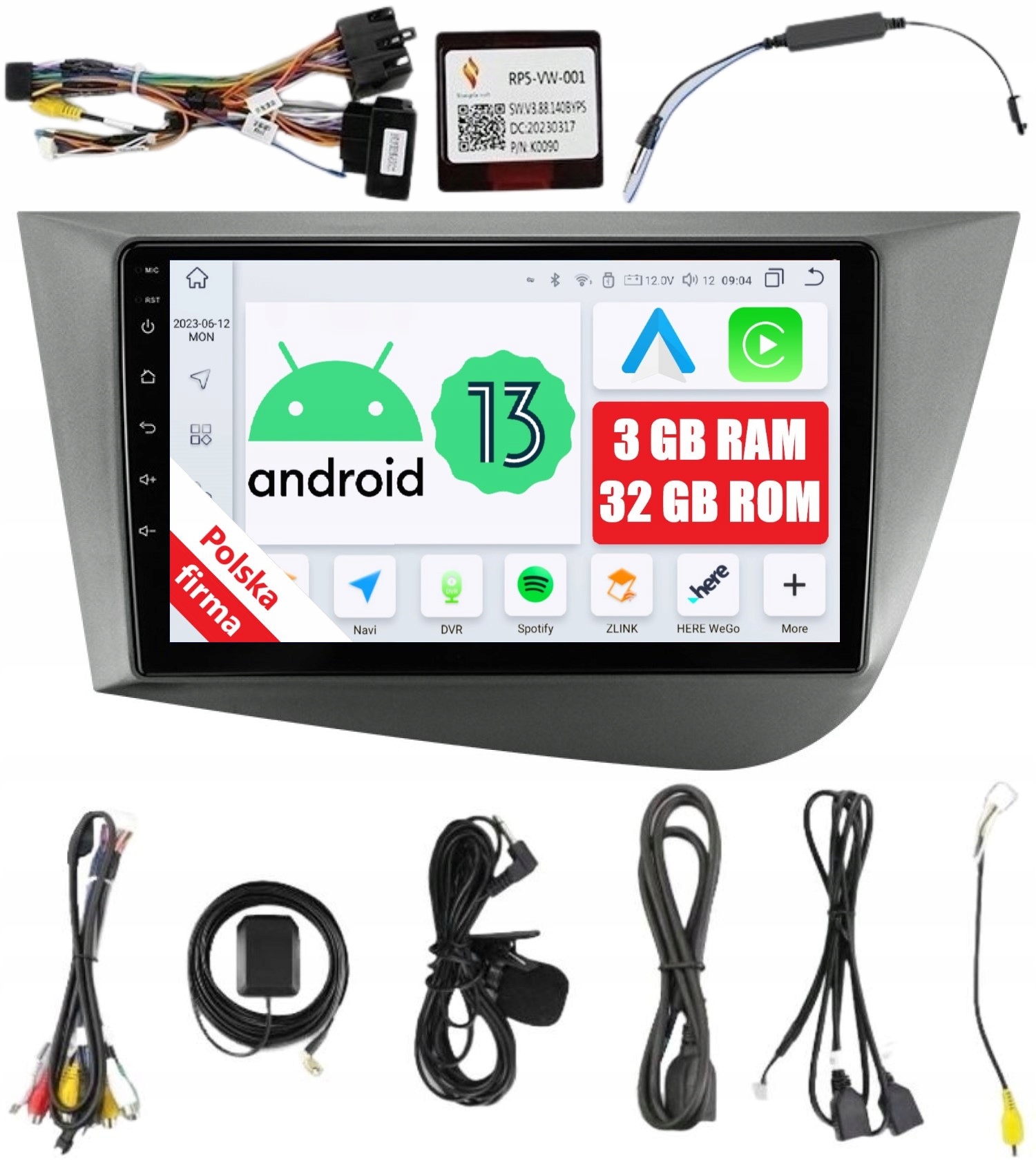 Radio 2DIN Navigace Android Seat Leon 2 II 3/32 Gb Dsp Carplay