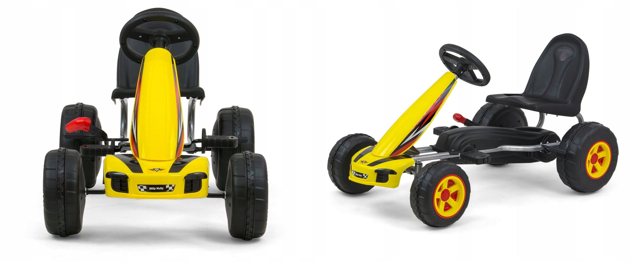 Gokart na pedały dla dzieci Viper żółty Milly Mally do 30kg hamulec ręczny