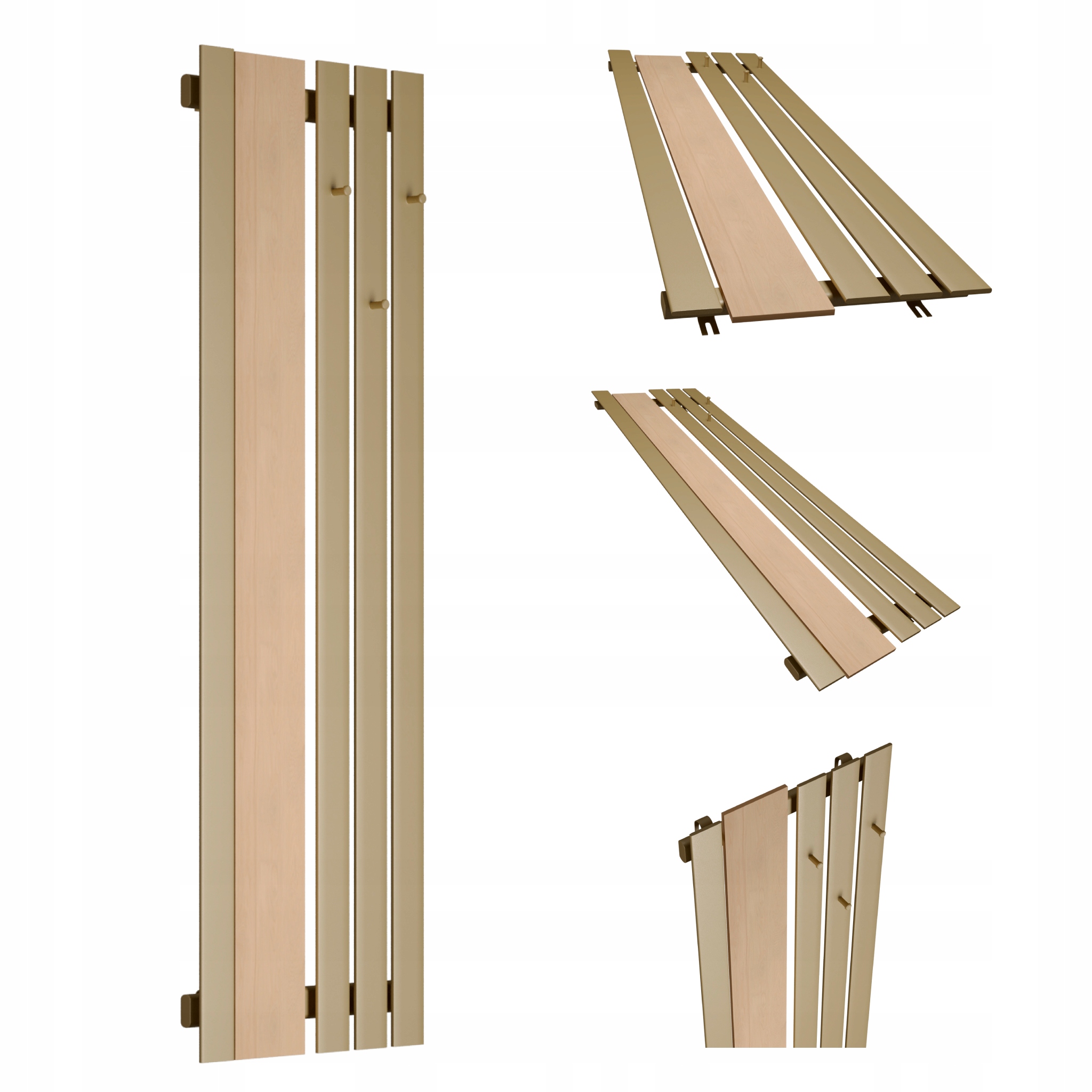 Dekorativní radiátor s věšáky Bello Hook Wood 160x52 Quartz 2