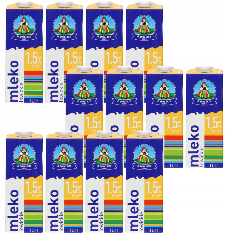 Levně Łowicz Lovické kravské mléko 1,5% Uht Premium 1l 12 kusů