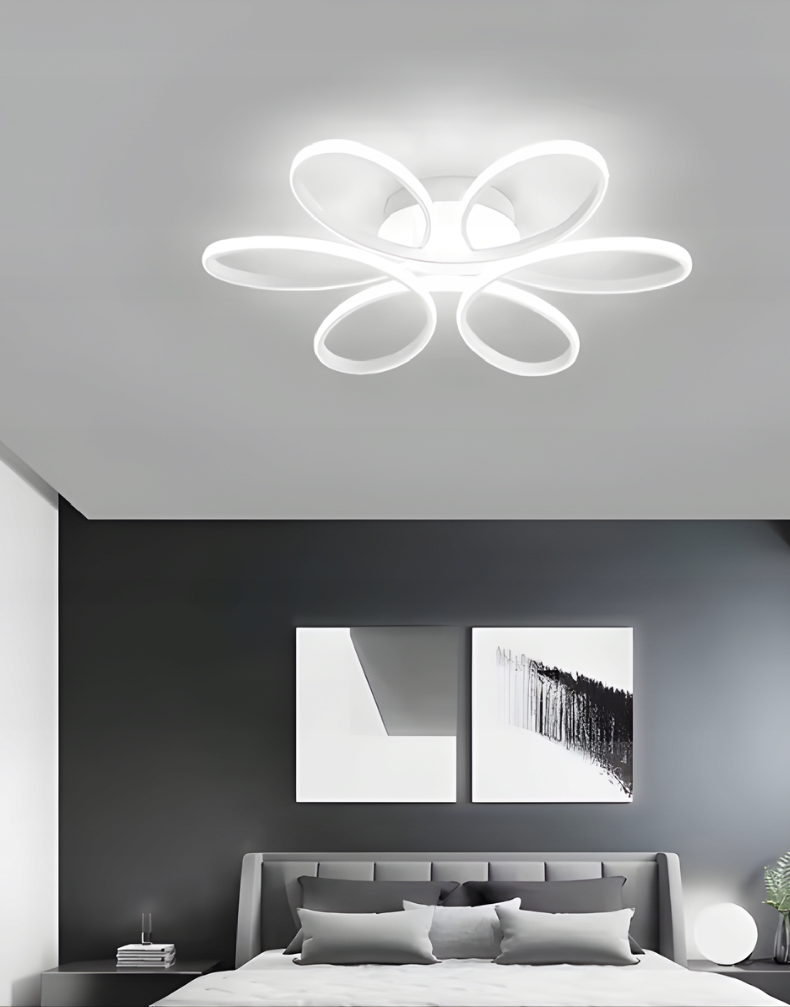 Lampa sufitowa LED plafon kwiat 6 obręczy 60 cm 56 W RegMag