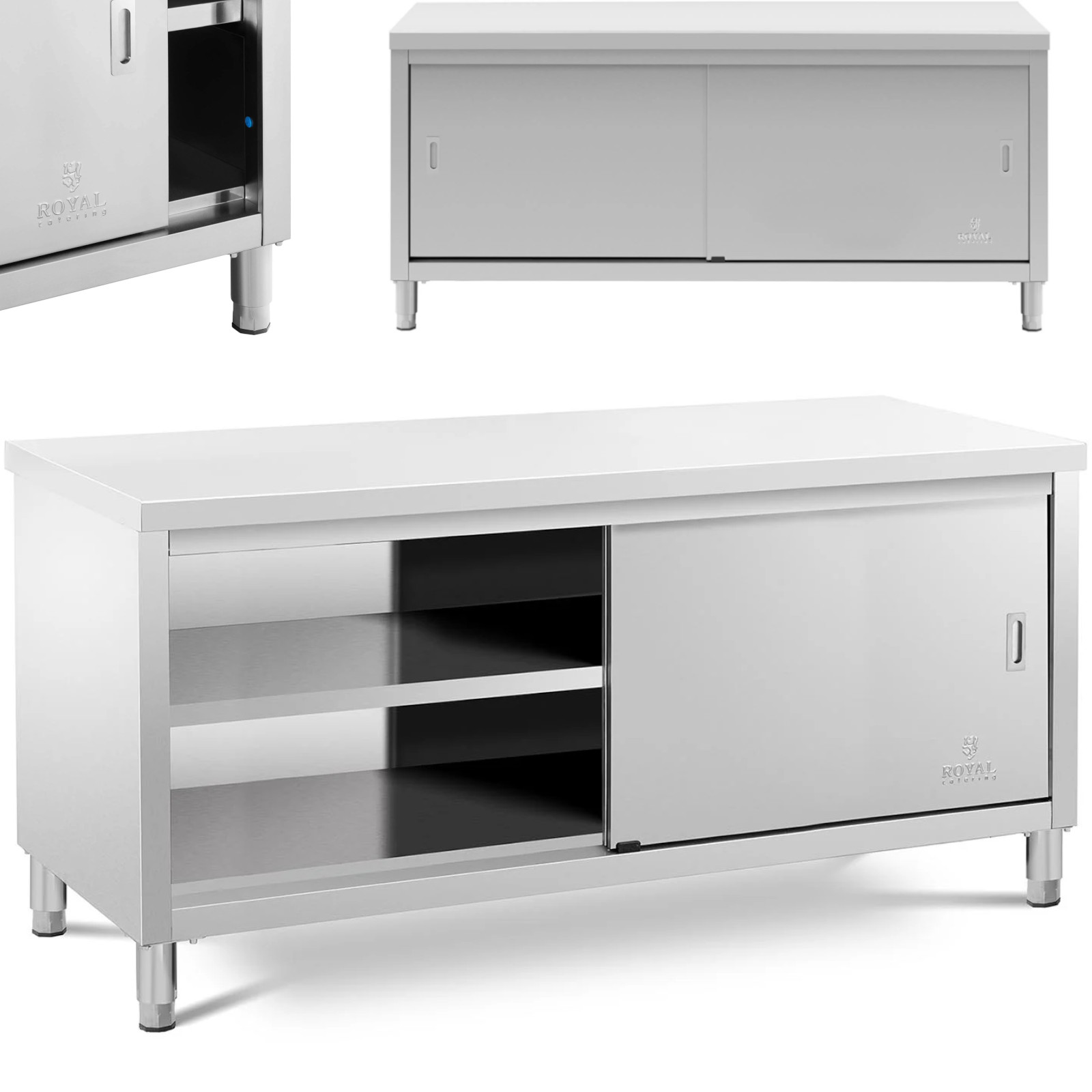 Gastronomický Stůl 180 X 70 CM Se Skříňkou A Posuvnými Dveřmi Ocel