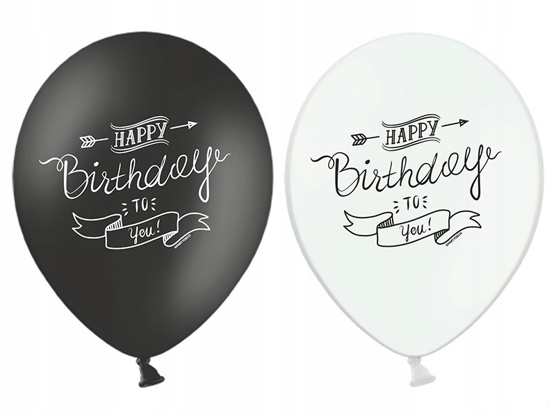 

Balony 30cm, Happy Birthday Pastel białe i czarne