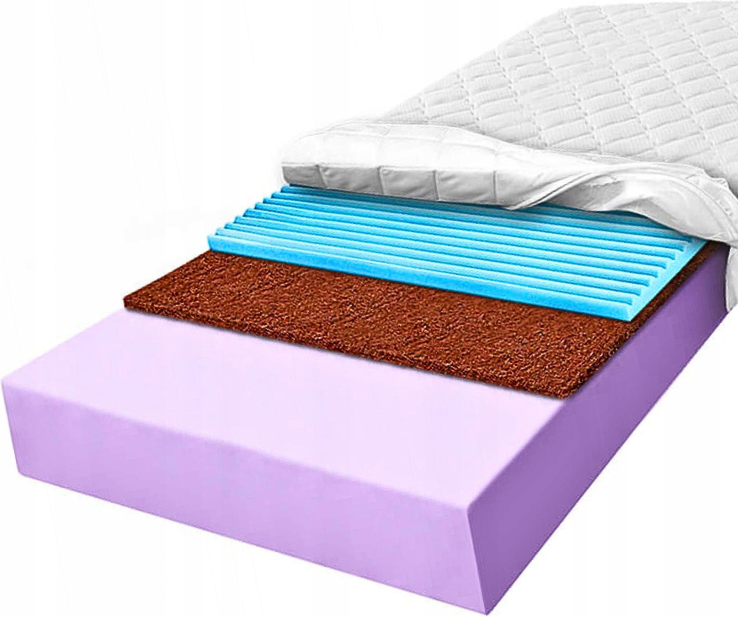 Materac piankowy 110x190 kokos usztywniający 25 cm utwardzony H4 twardy