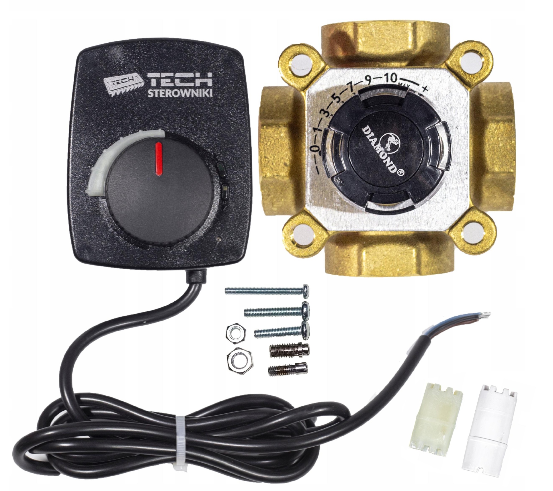 4-CESTNÝ Čtyřcestný Směšovací Ventil 1" DN25 S Pohonem 230V Sada