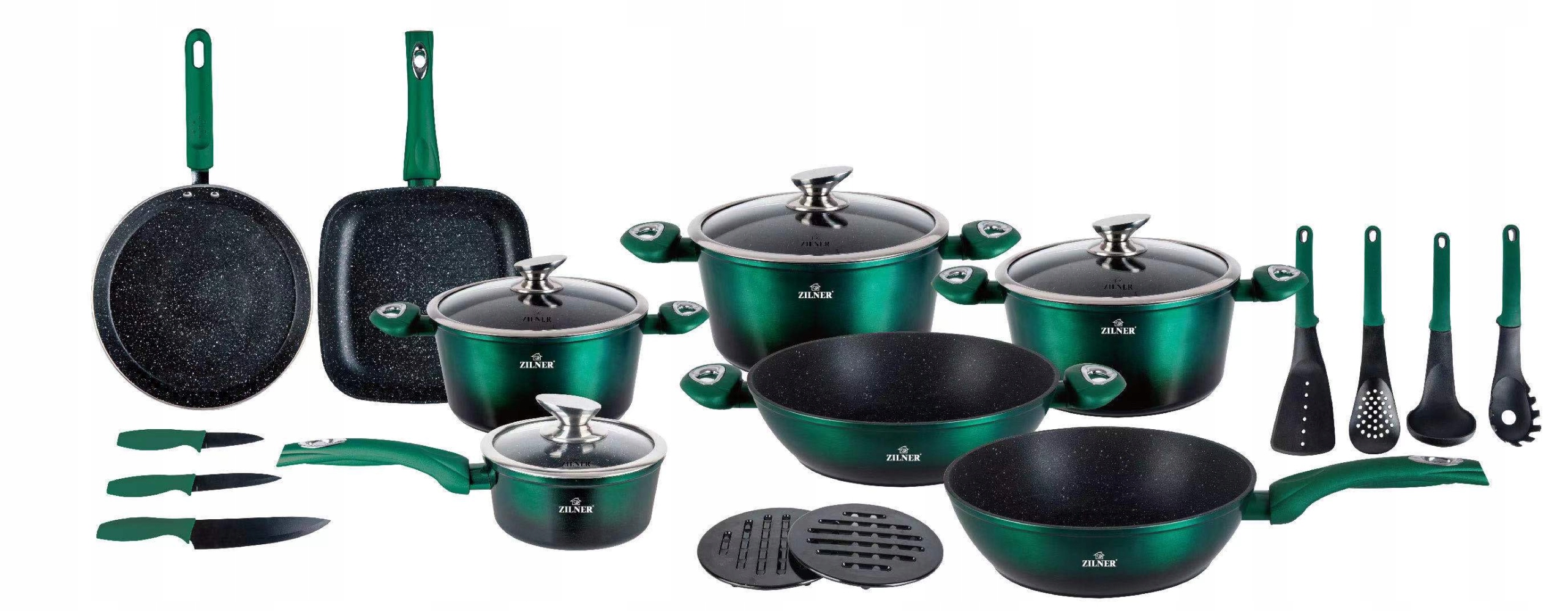 Zestaw garnków Zilner zielone KIWI 21 el.