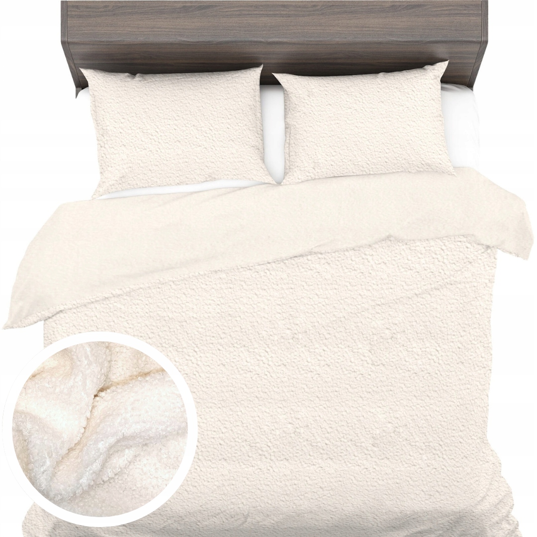 Teplé Povlečení 160x200+2x40x60 Boucle Bukli Beránek Fleece Tlustá Zima Ecru