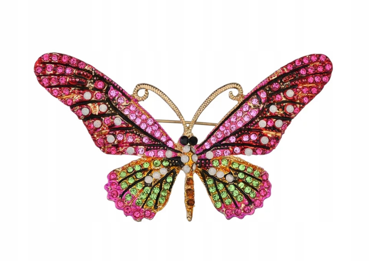 BROSZKA MOTYL MOTYLEK KOLOROWA ZŁOTA RÓŻOWA OZDOBA Kolor dominujący róże i fiolety