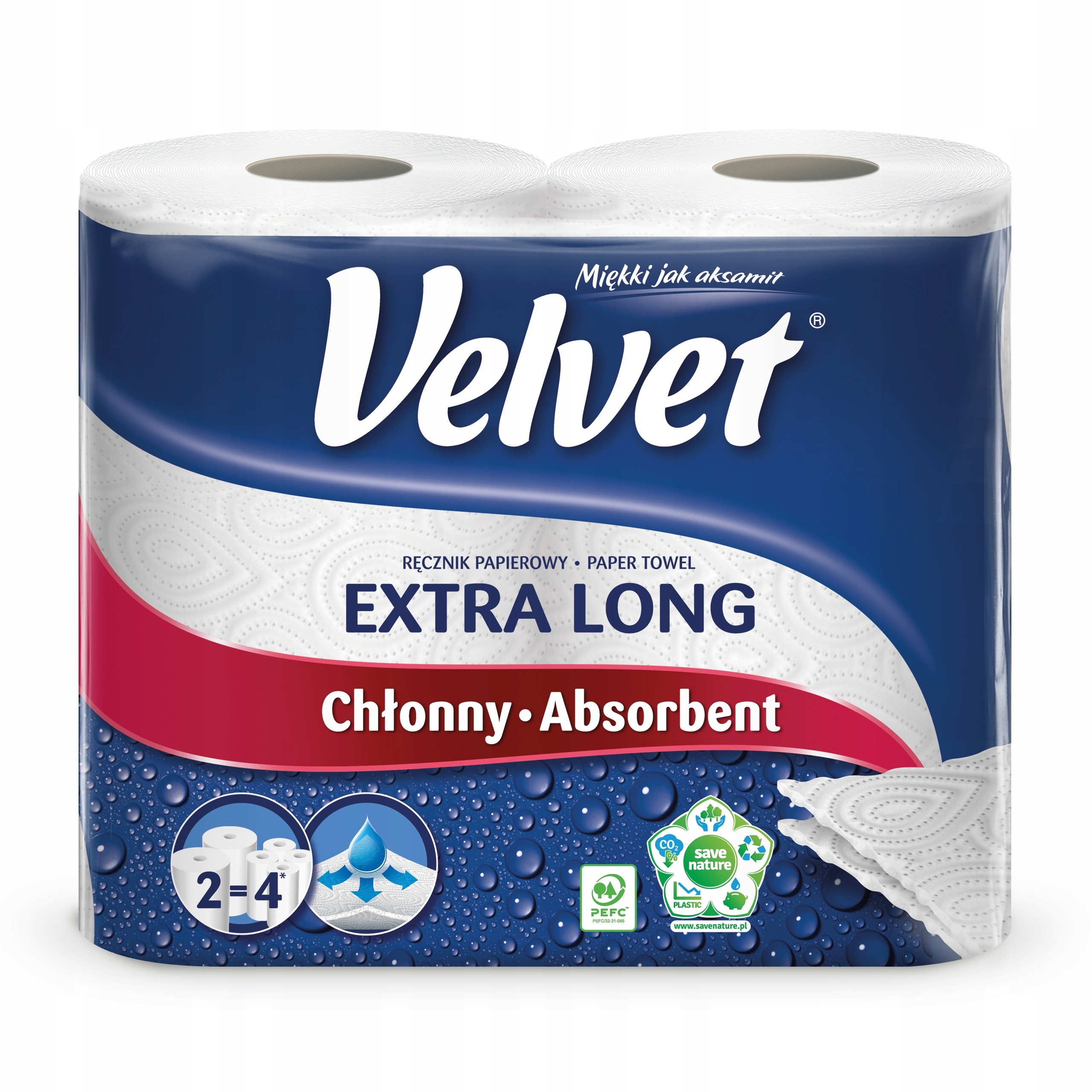 Levně 6X Velvet Extra dlouhý papírový ručník 2 role