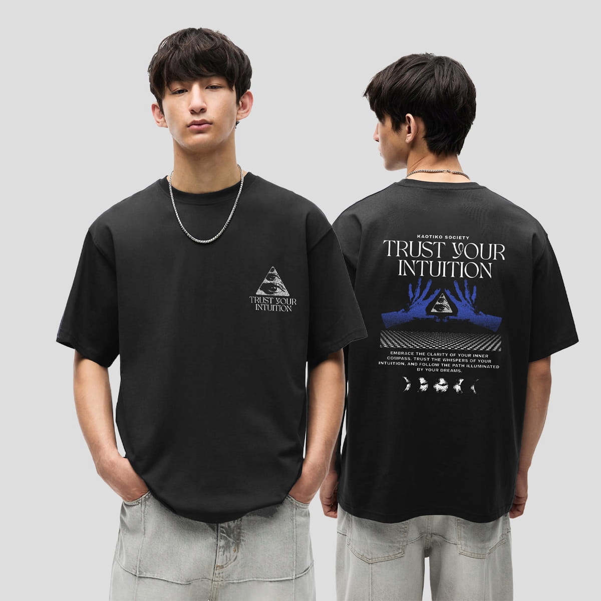 Tričko Kaotiko Hands Trust Your Intuition XL, černé, Městské