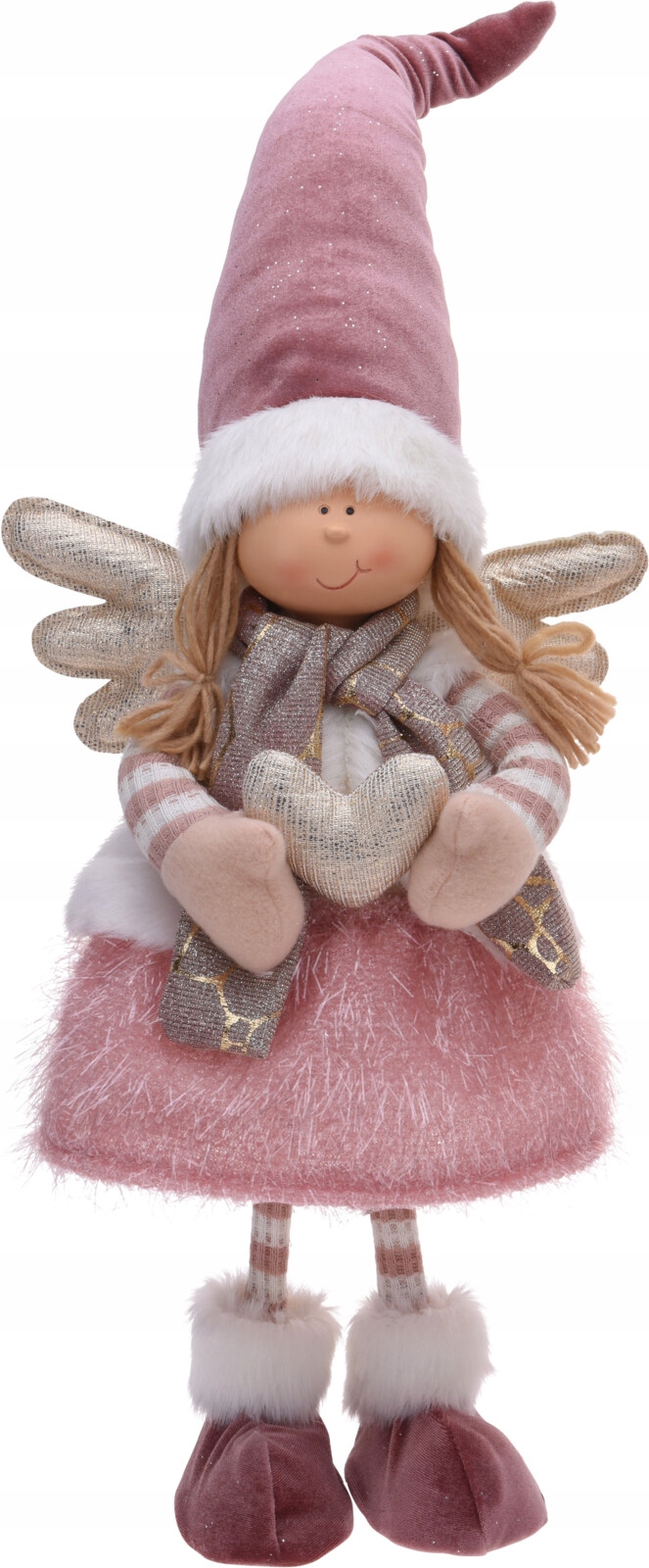 

Anioł stojący z sercem w rękach Dziewczynka zimowa