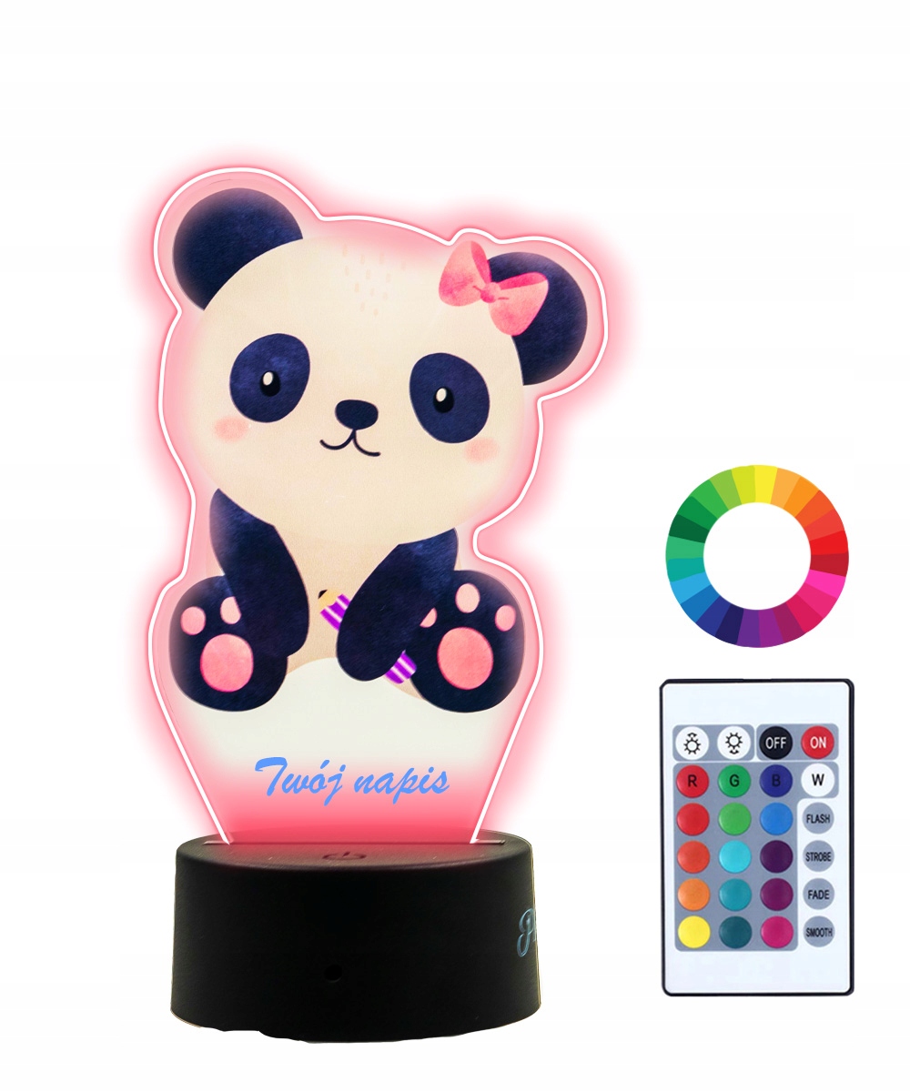 

Lampka Nocna z Nadrukiem 3D Led Panda Imię