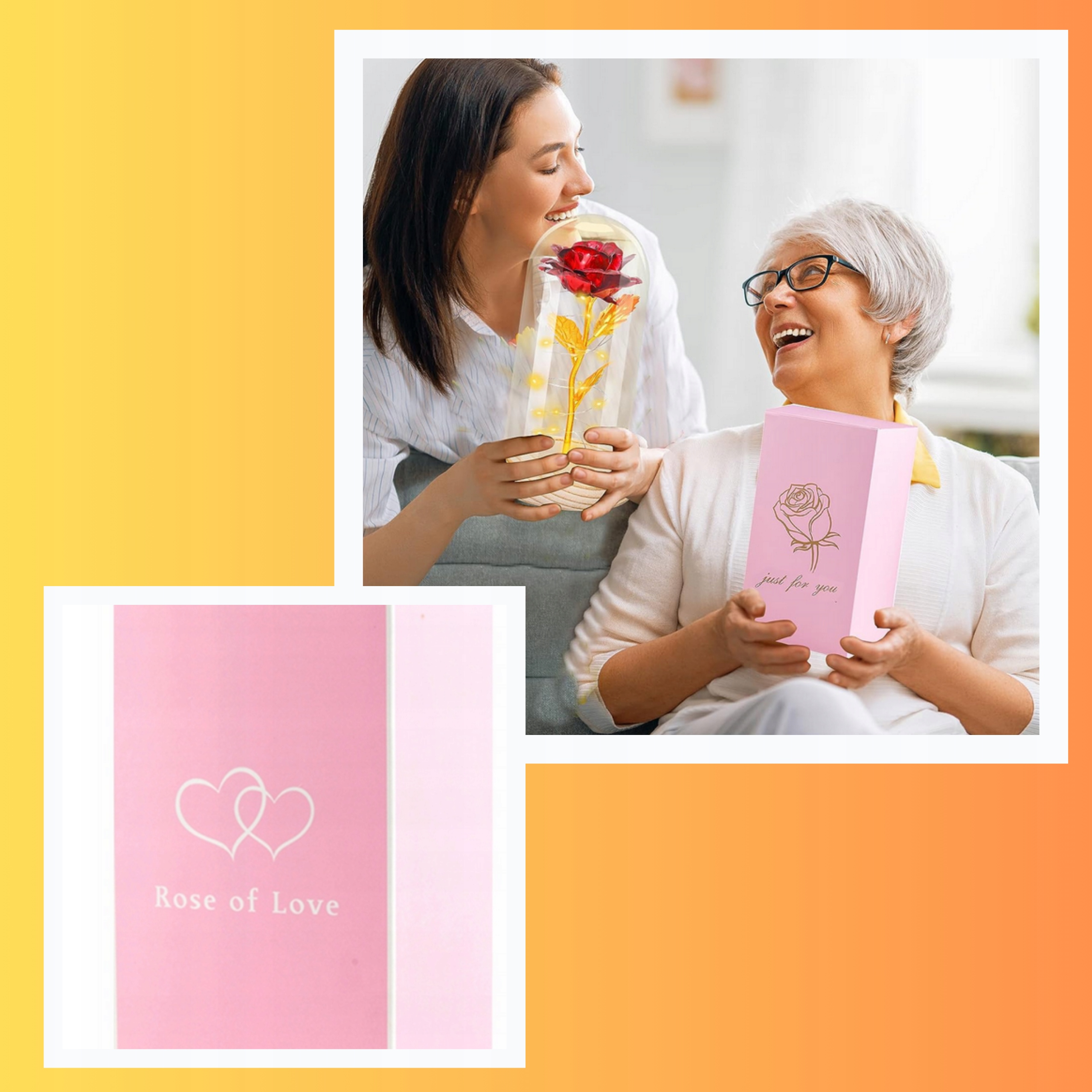 WIECZNA RÓŻA W SZKLE ŚWIECĄCA LED PREZENT + TORBA EAN (GTIN) 6213872209561