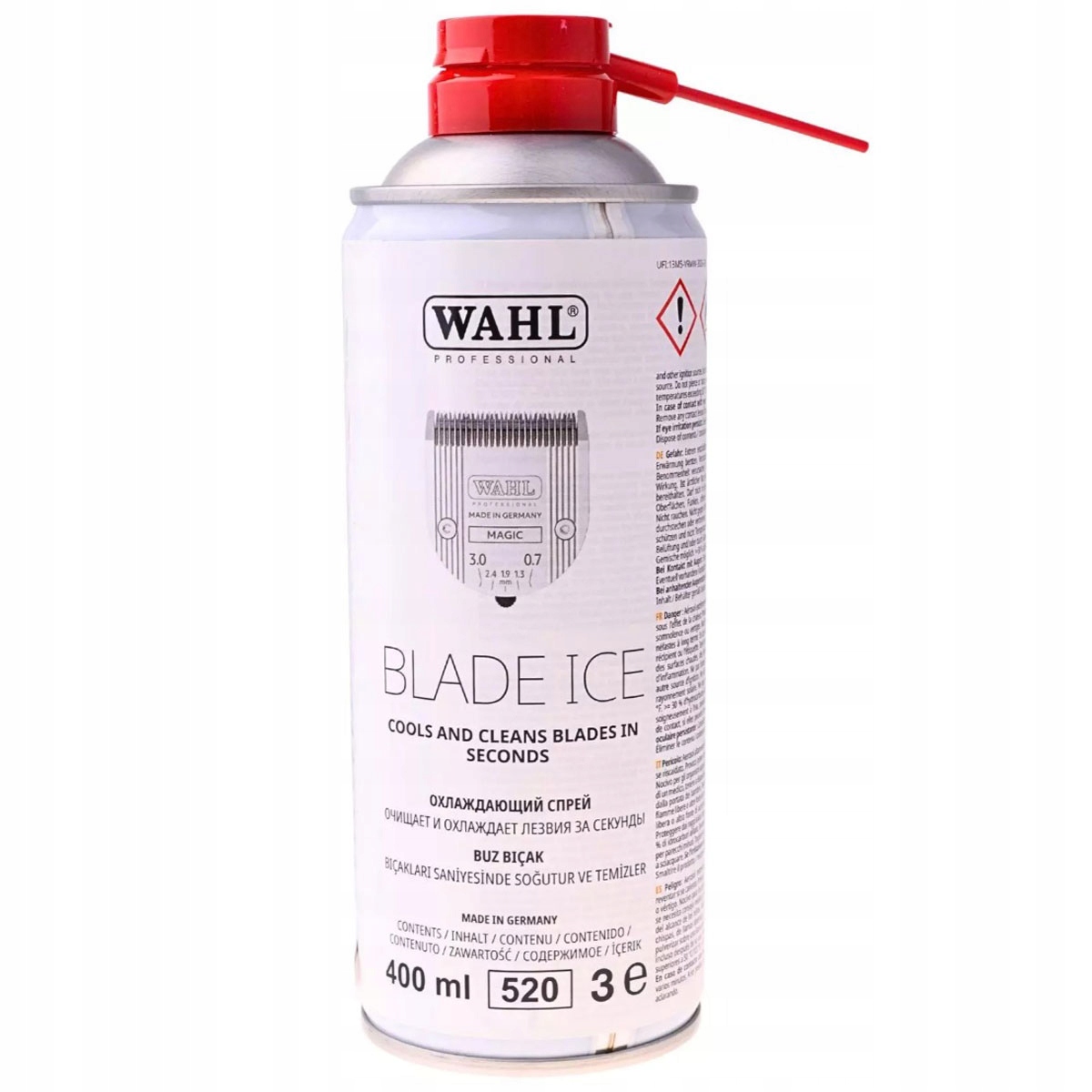 Wahl Blade Ice Spray 4w1 preparat do chłodzenia, ochrony ostrzy, 400 ml