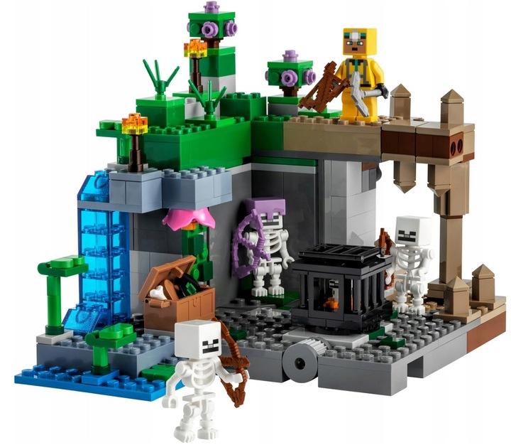 ZESTAW KLCKÓW LEGO MINECRAFT LOCH JASKINIA KOPALNIA SZKIELETY ZOMBIE KLOCKI Bohater Minecraft