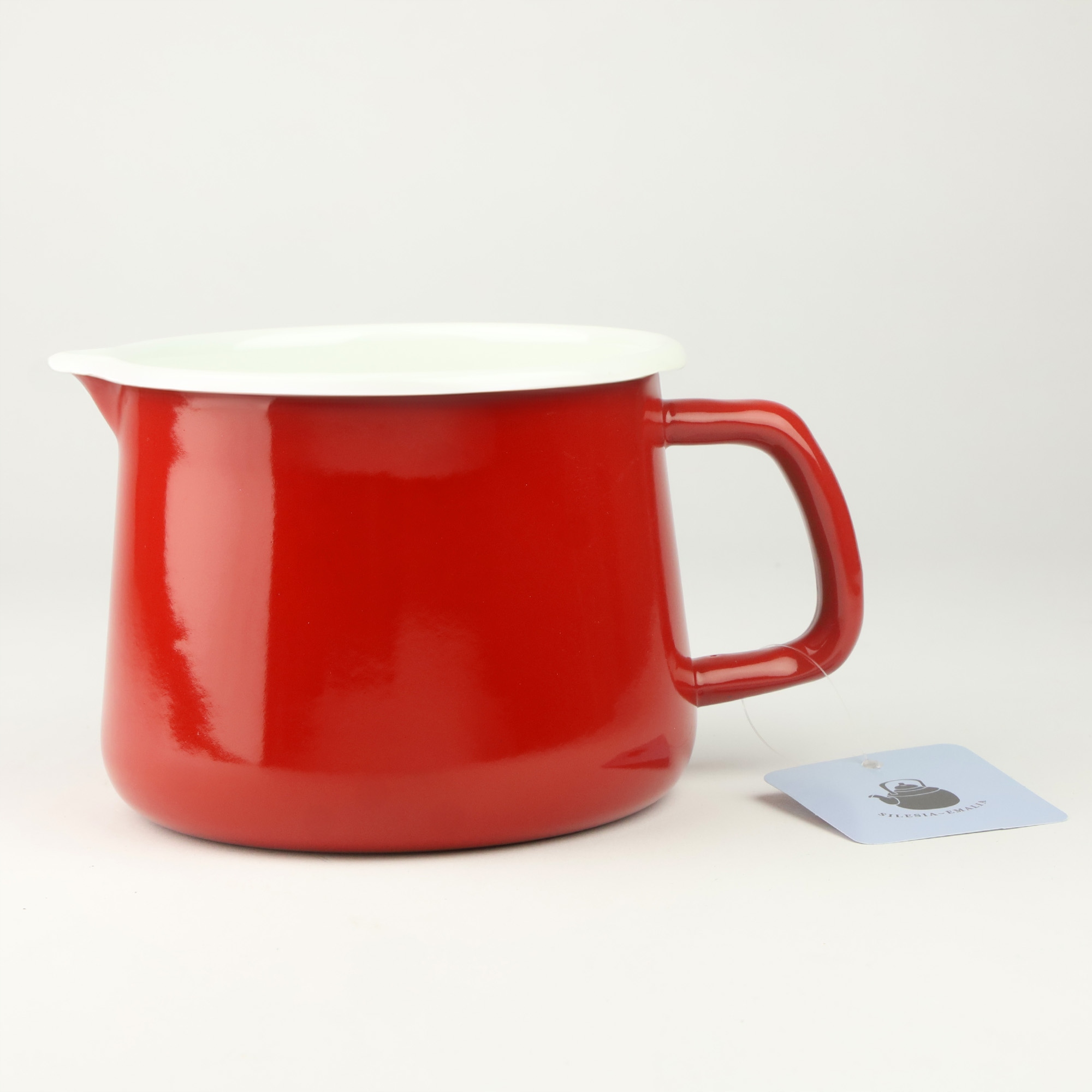 EMALIOWANY KUBEK Z WYLEWKĄ DZBANUSZEK NA KUCHENKĘ Z DZIÓBKIEM 1,7L CZERWONY