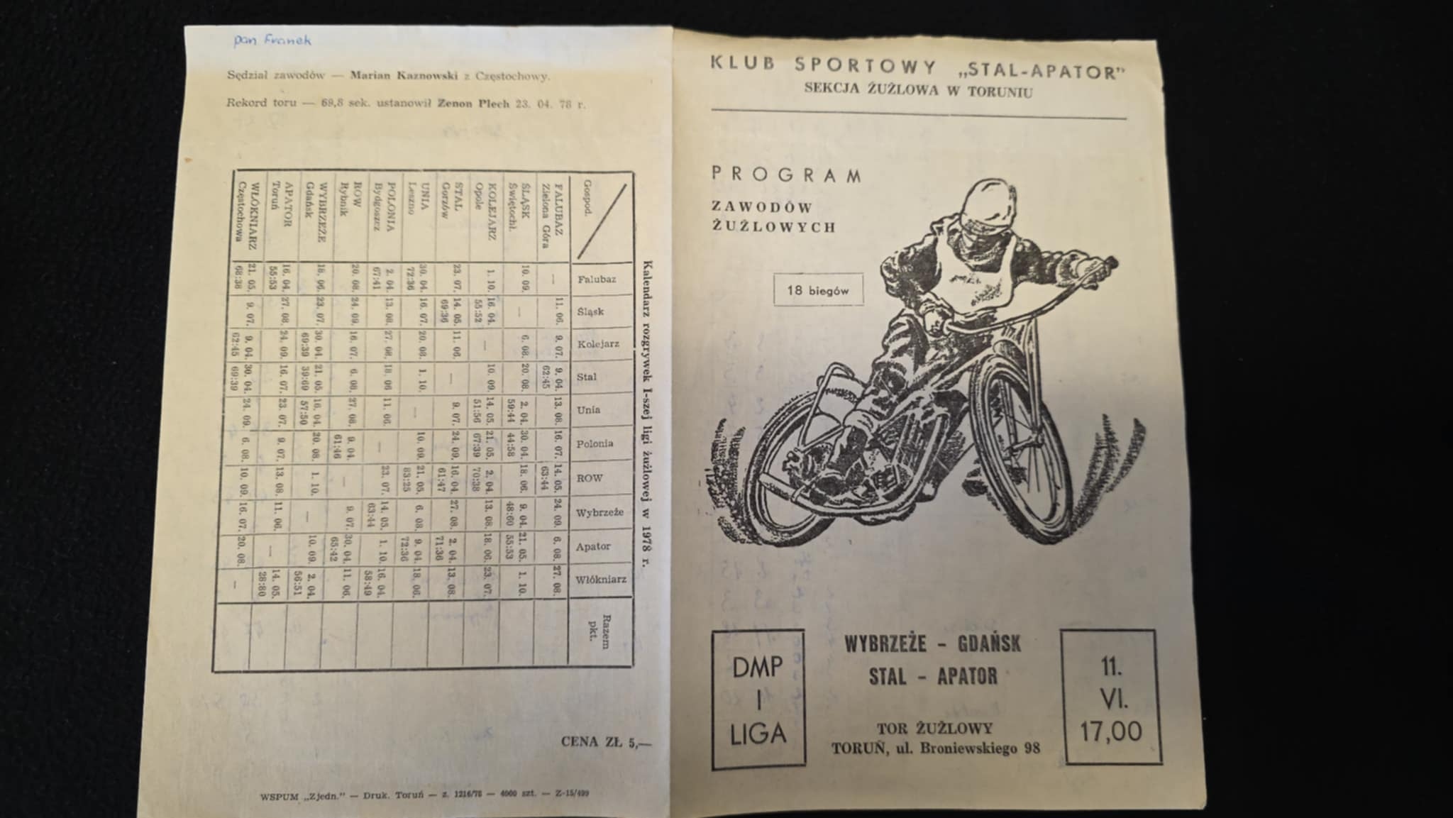 STAL APATOR TORUŃ WYBRZEŻE GDAŃSK DMP 1978