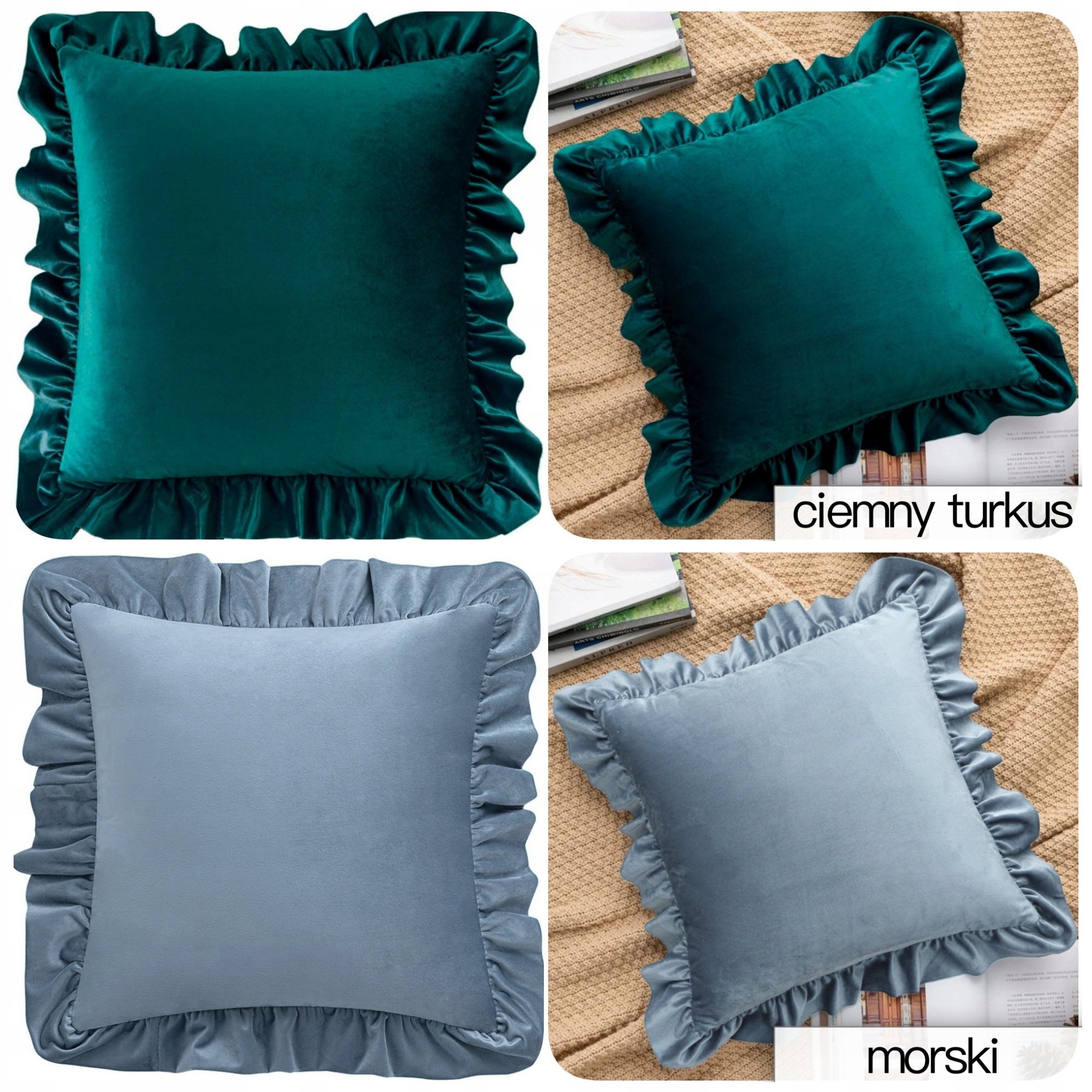 POSZEWKA WELUROWA 40x40 Z FALBANĄ PLUSZ VELVET DUŻO KOLORÓW Kolor wielokolorowy