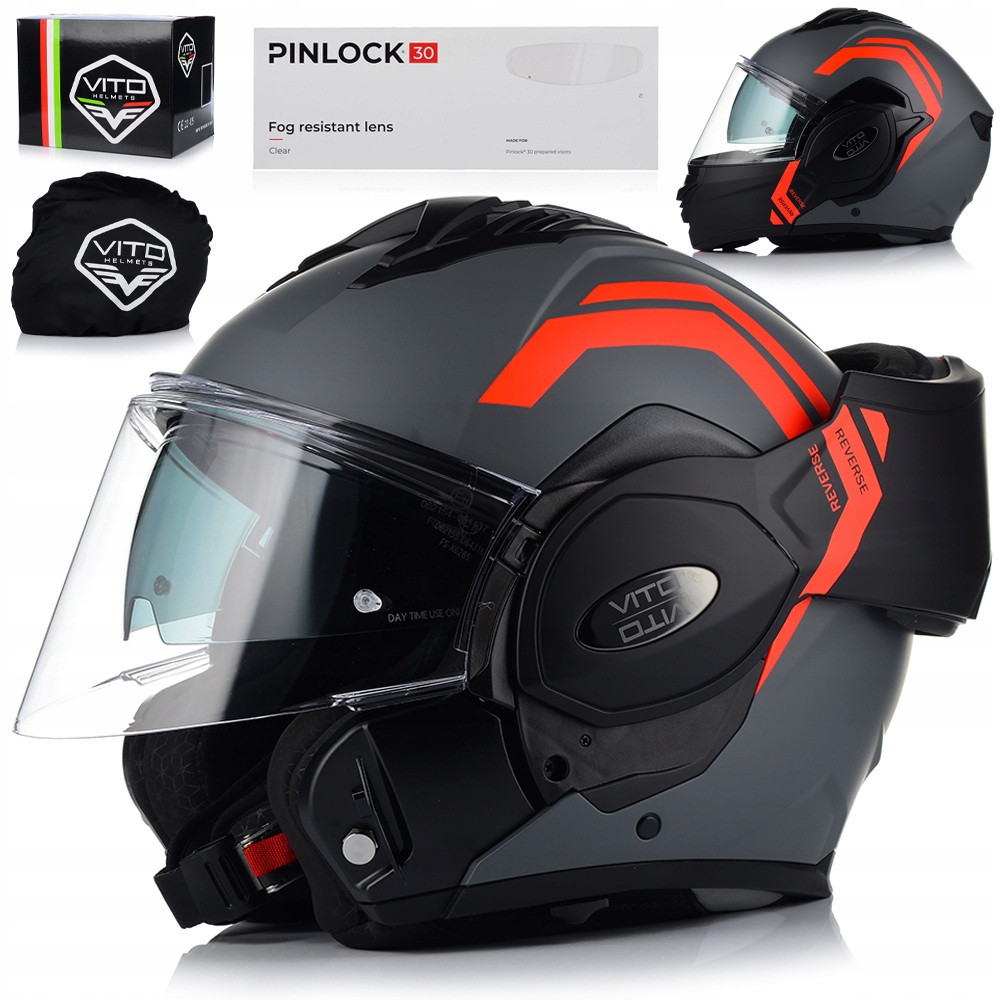 Motocyklová Prilba S Čeľusťami| Vito Reverse Fluo Modulárna Pinlock Blenda