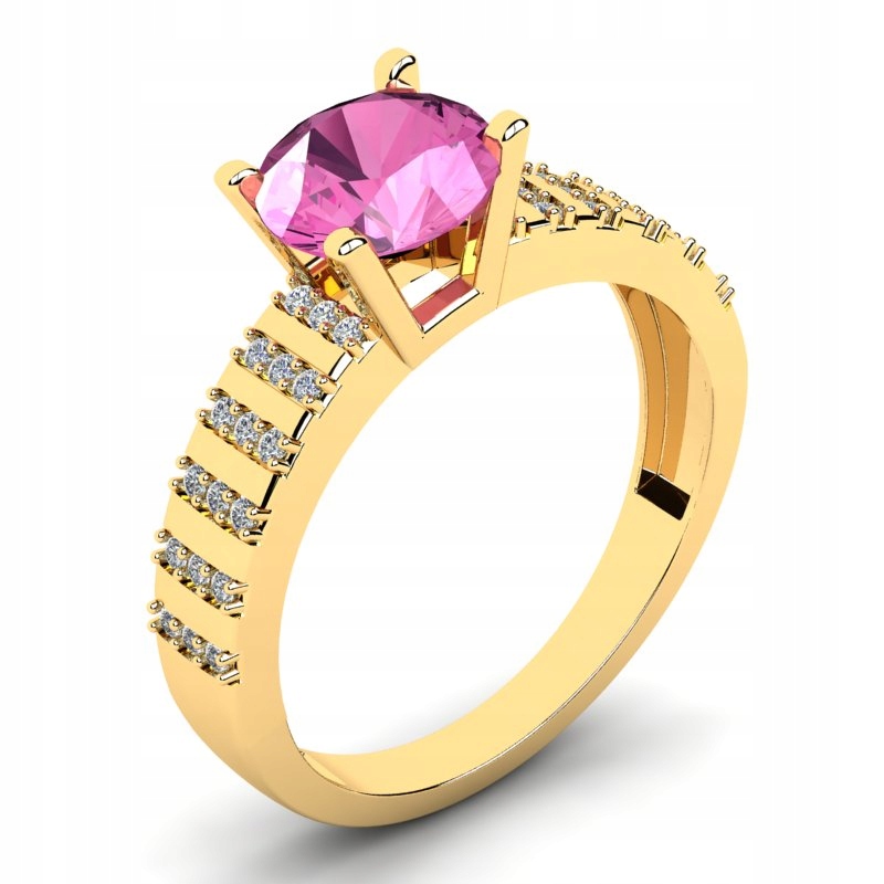 

Pierścionek Złoty Zaręczynowy Z Różową Cyrkonią