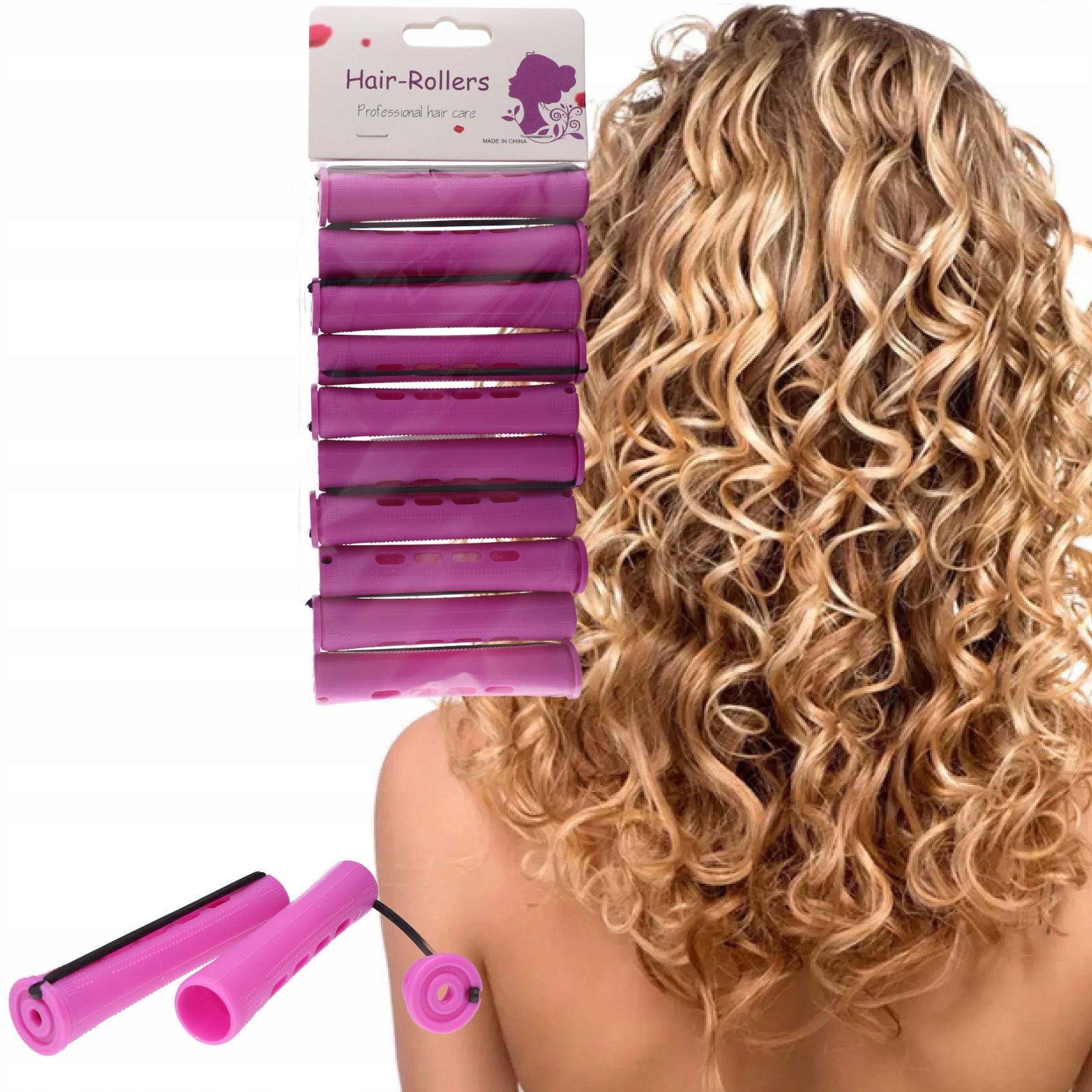 

Wałki Do Włosów z gumką 16mm x 80mm 10 szt. Loki