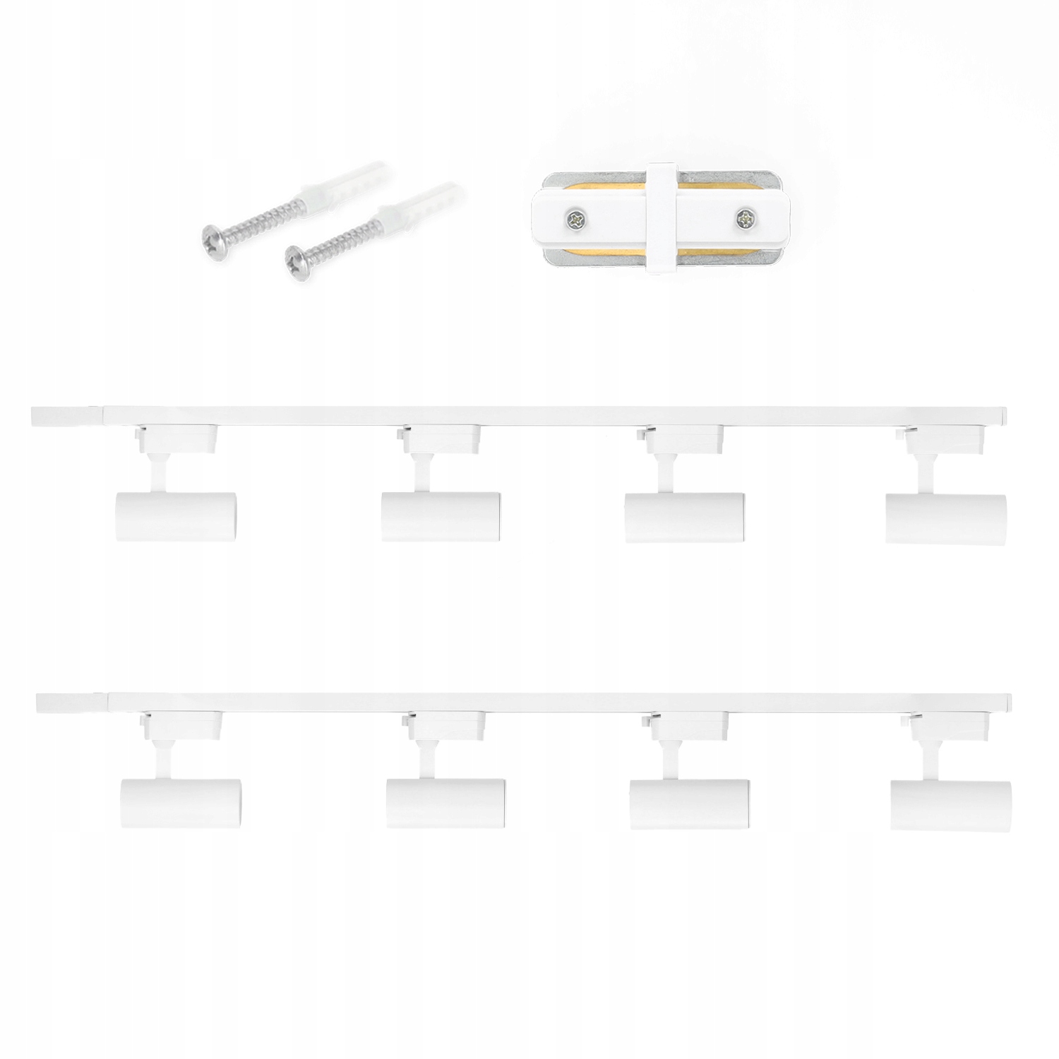Oświetlenie szynowe 1-fazowe Zestaw Szyna 2m+8 Oprawy GU10 Zasilanie Biały Stan opakowania oryginalne