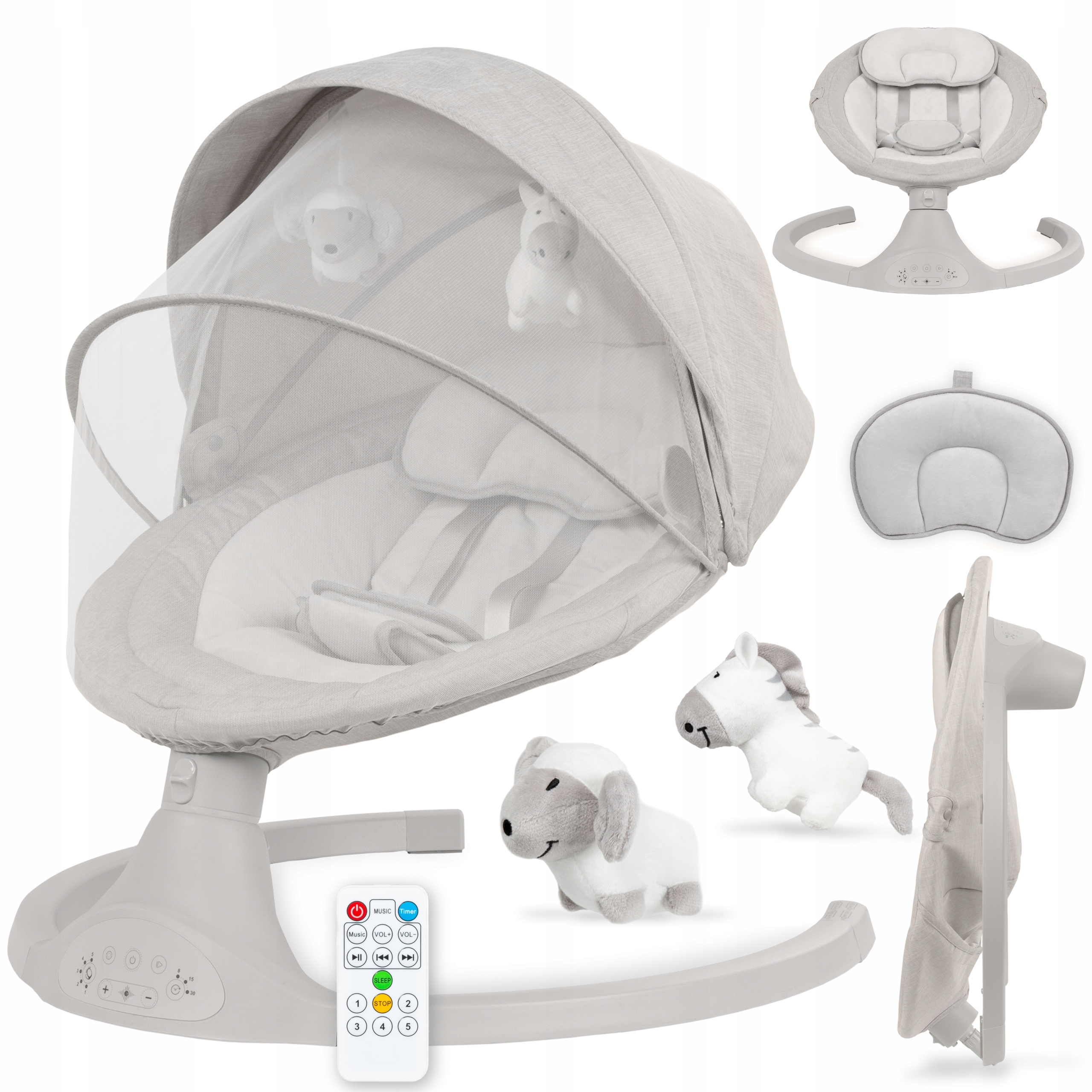 Leżaczek bujaczek Elektryczny z pilotem Kidwell LUXI 2w1 jasny melanżowy