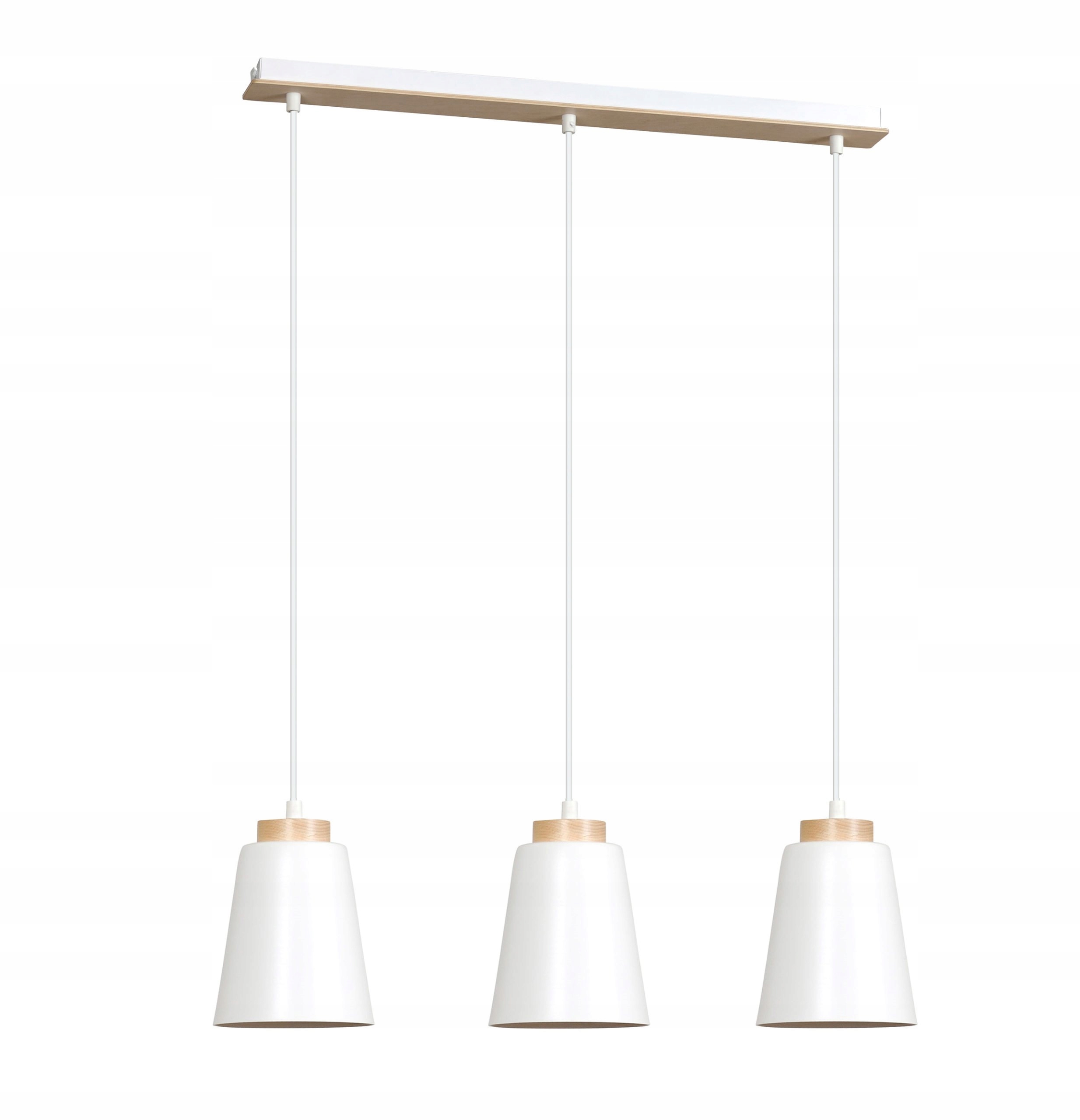 Závesná lampa Bolero 3 biela, škandinávske drevo do jedálne nad boho stôl