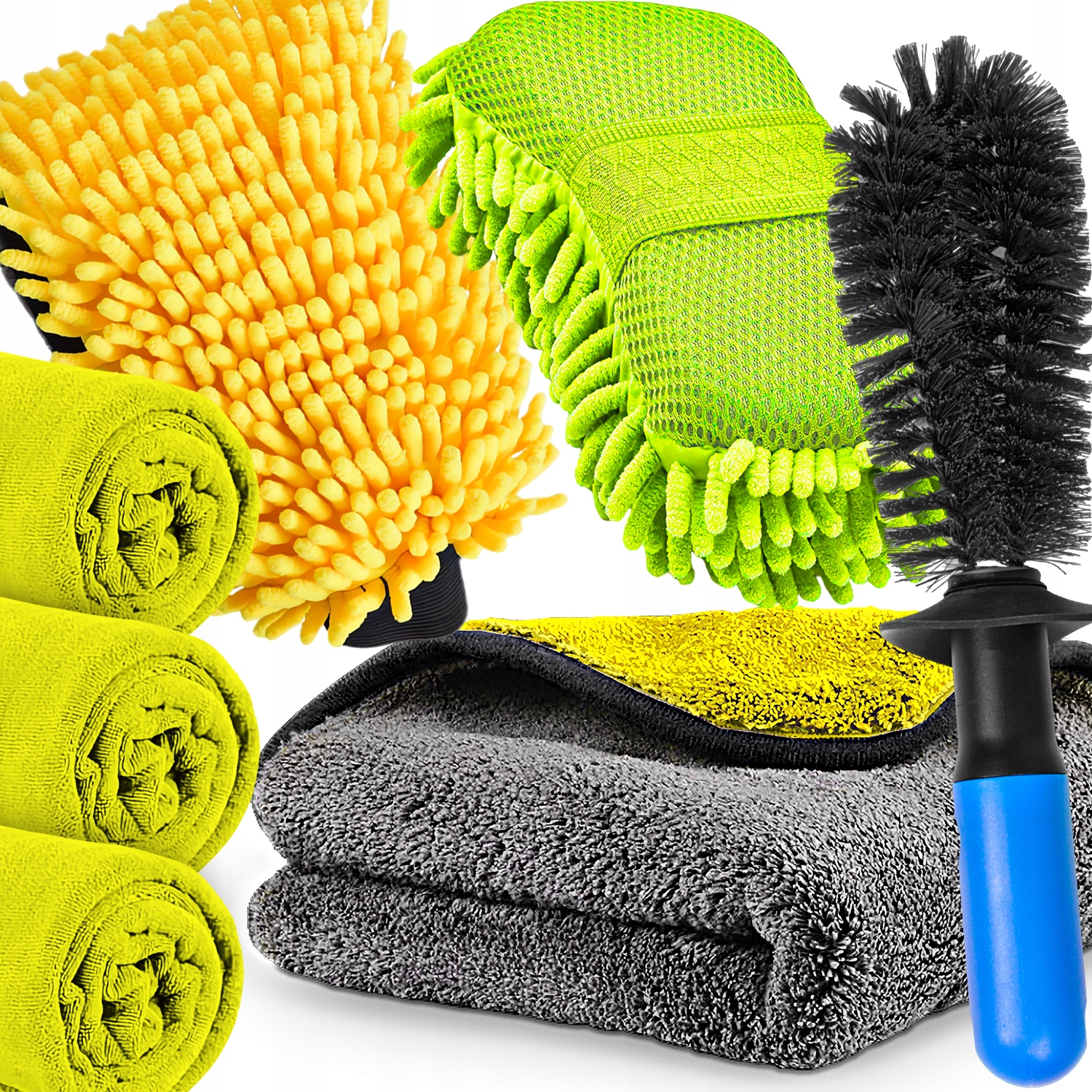 Zestaw Do Mycia Czyszczenia Osuszania Ręcznik Rękawica Szczotka Felg Auta