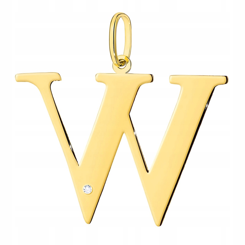 Zlatý Přívěsek 585 Písmenko W s Briliantem 0,005 ct