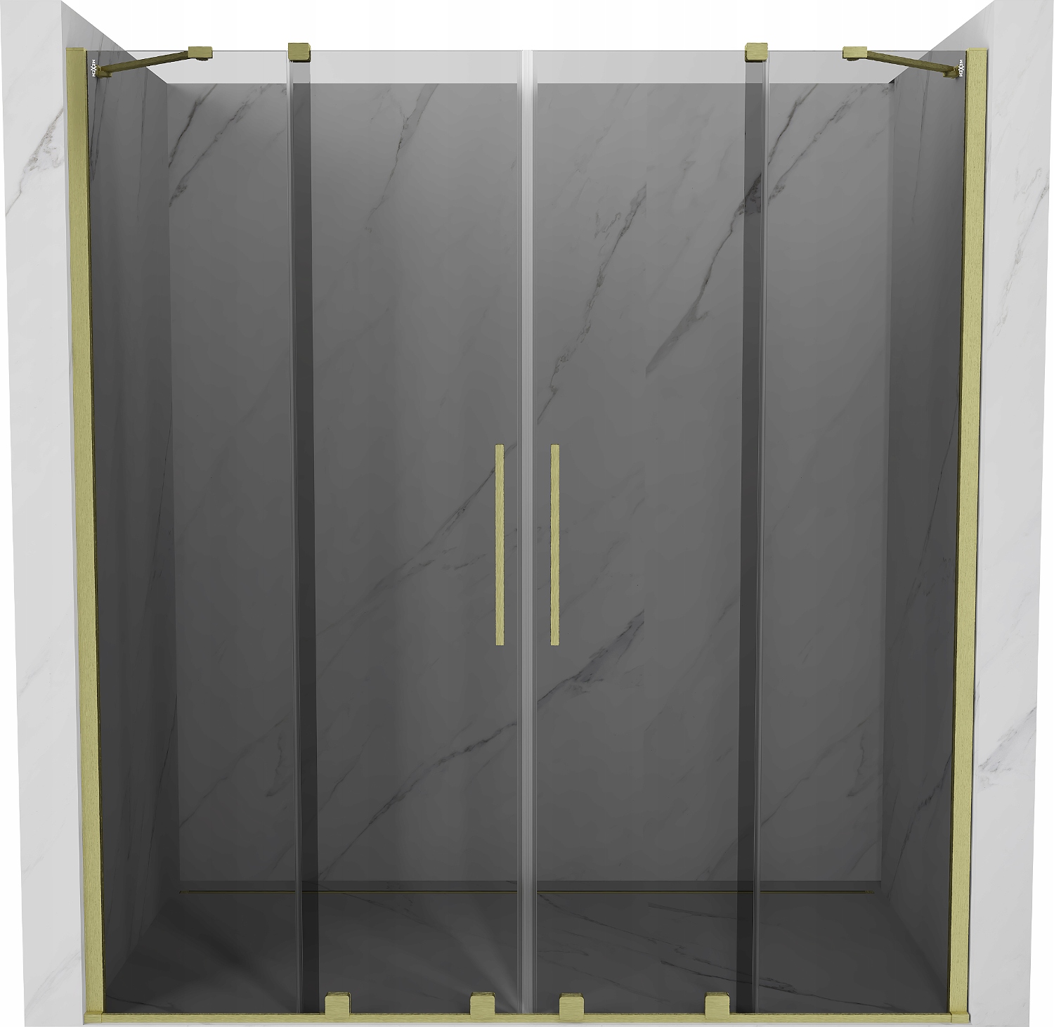Mexen Velar Duo posuvné sprchové dveře 180x200cm, grafit/zlatý kartáčovaný