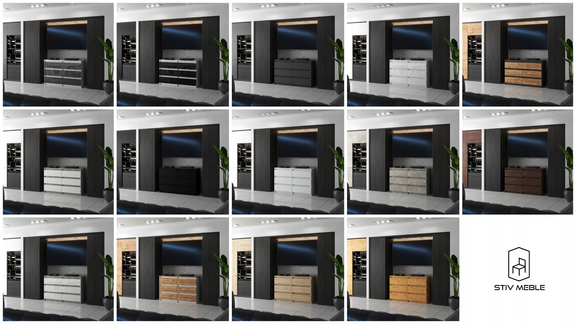 KOMODA Z 6 SZUFLADAMI DĄB WENGE 100 CM NOWOCZESNA SZAFKA RTV DO SALONU Wysokość mebla 71.5 cm