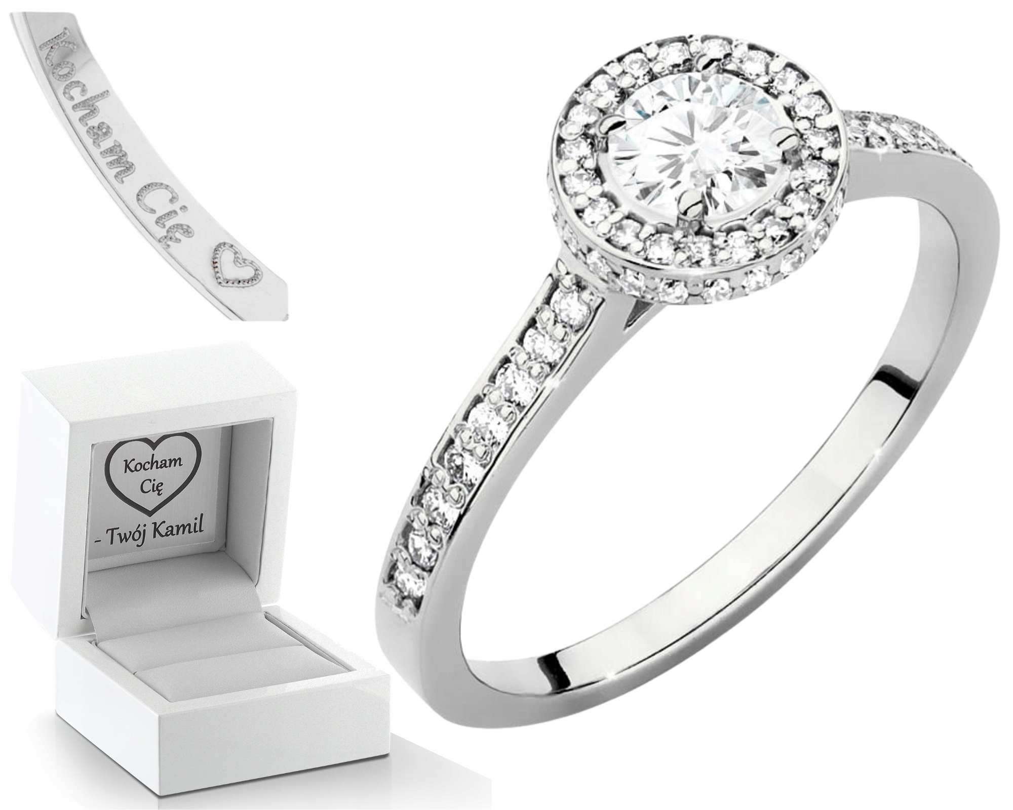 Bílé Zlato Prstýnek Diamanty Lab Jako Dárek Drť 585 14K