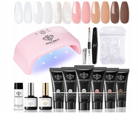 Modelones Sada Uv laků na nehty s Uv lampou 20 W, 6 barev