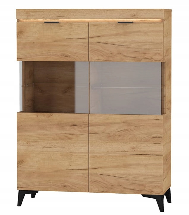 

witryna niska komoda wysoka szybą loftowa Bragi 02