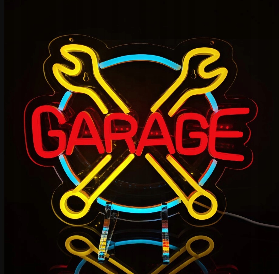 „garage“ Neon Led, Usb znak Neon Garážový, darček pre motocyklistu!